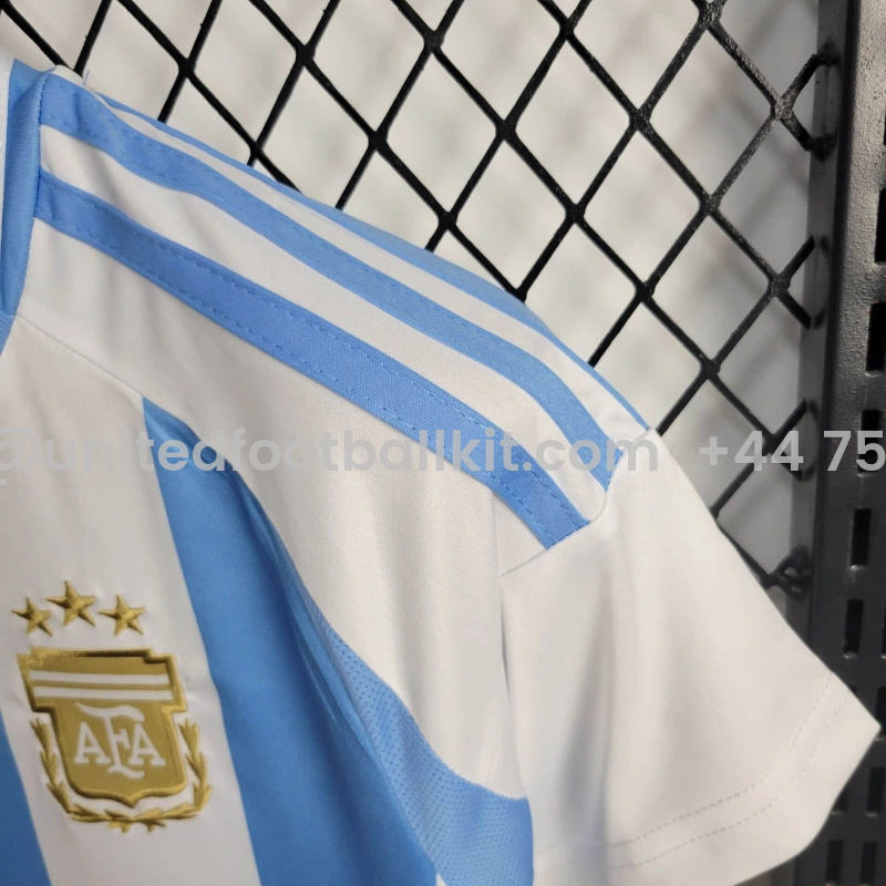 Unitedfootballkit.com | Argentina 2024 Home Stadium Kids Kit -Customize Name, Number and Patch | Worldwide Shipping
