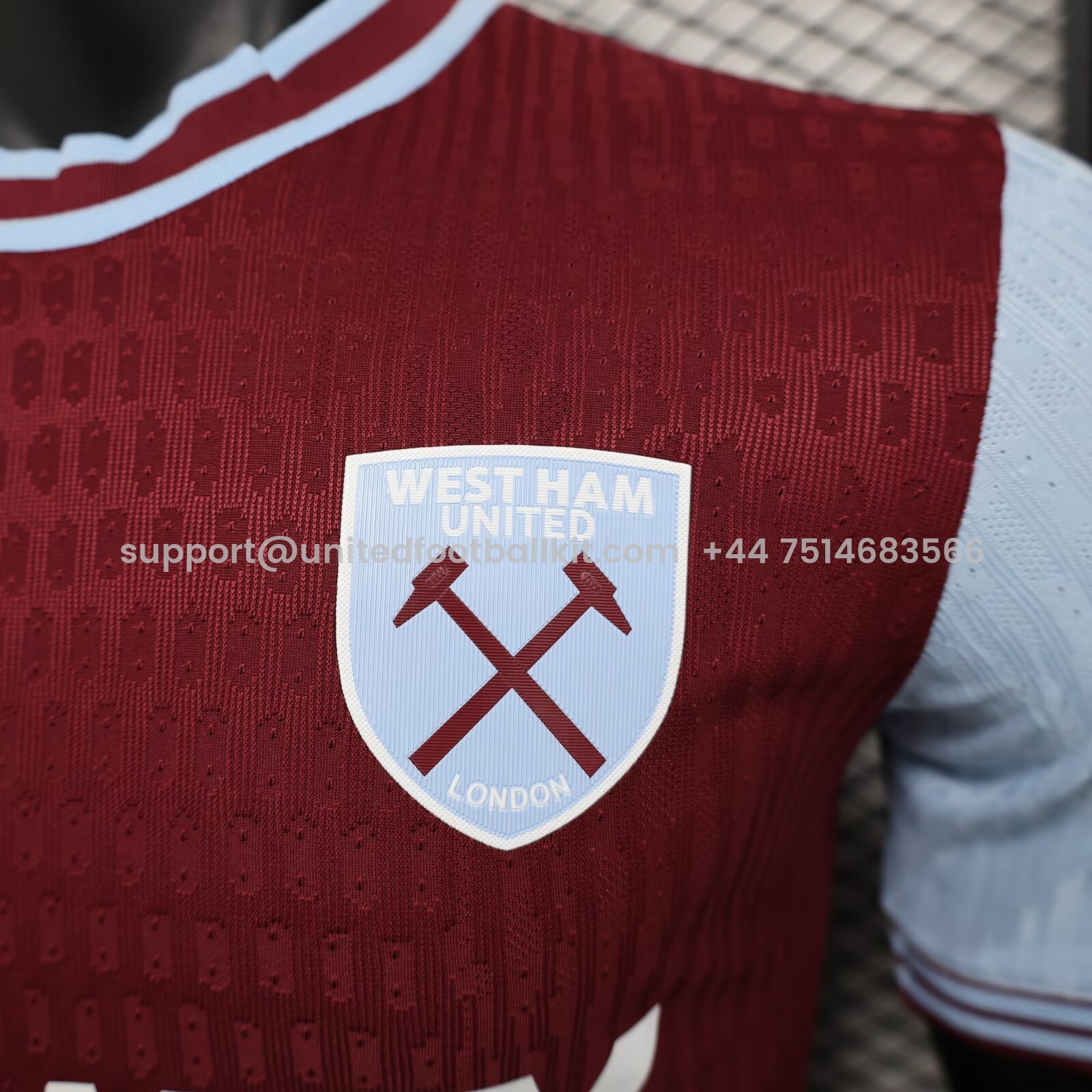 Unitedfootballkit.com | West Ham United 24-25 Home Stadium Jersey - Player Version -Customize Name, Number and Patch | Worldwide Shipping