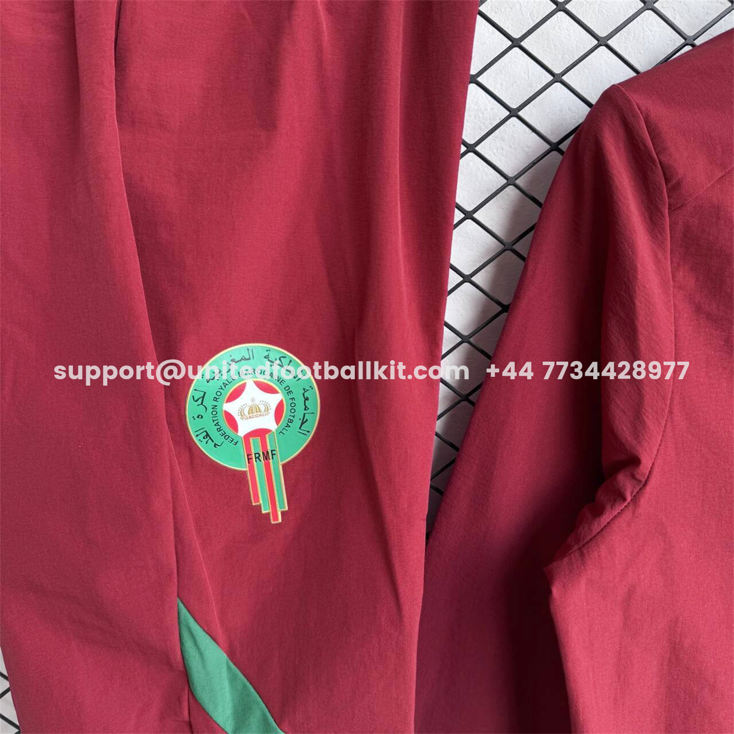 Unitedfootballkit.com | Morocco 2026 Windbreaker Training Set - Red With Green Top and Pants -Customize Name, Number and Patch | Worldwide Shipping