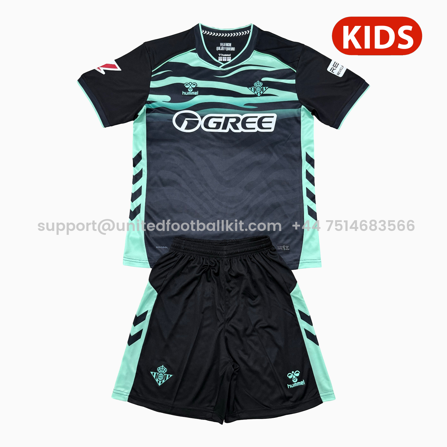 Unitedfootballkit.com | Real Betis 25-26 Third Kids Kit -Customize Name, Number and Patch | Worldwide Shipping