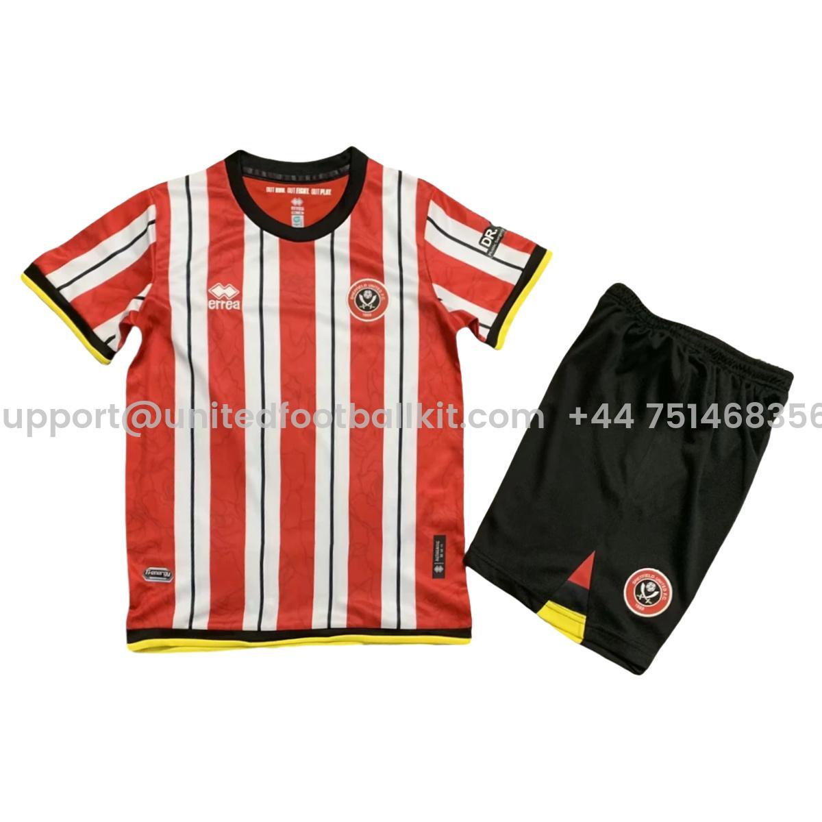 Unitedfootballkit.com | Sheffield United 24-25 Home Kids Kit -Customize Name, Number and Patch | Worldwide Shipping