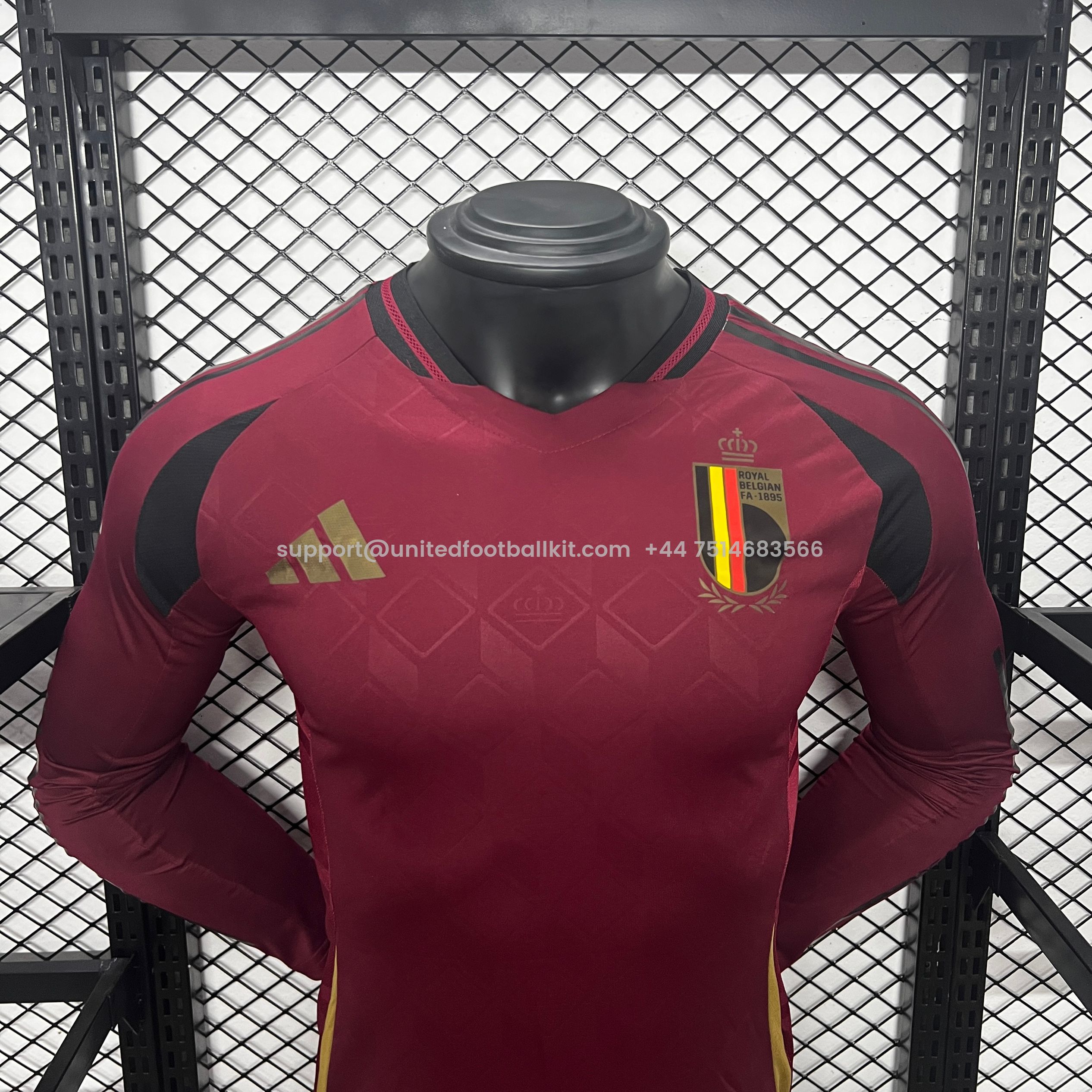 Unitedfootballkit.com | Belgium 2024 Home Stadium Long Sleeve Jersey - Player Version -Customize Name, Number and Patch | Worldwide Shipping