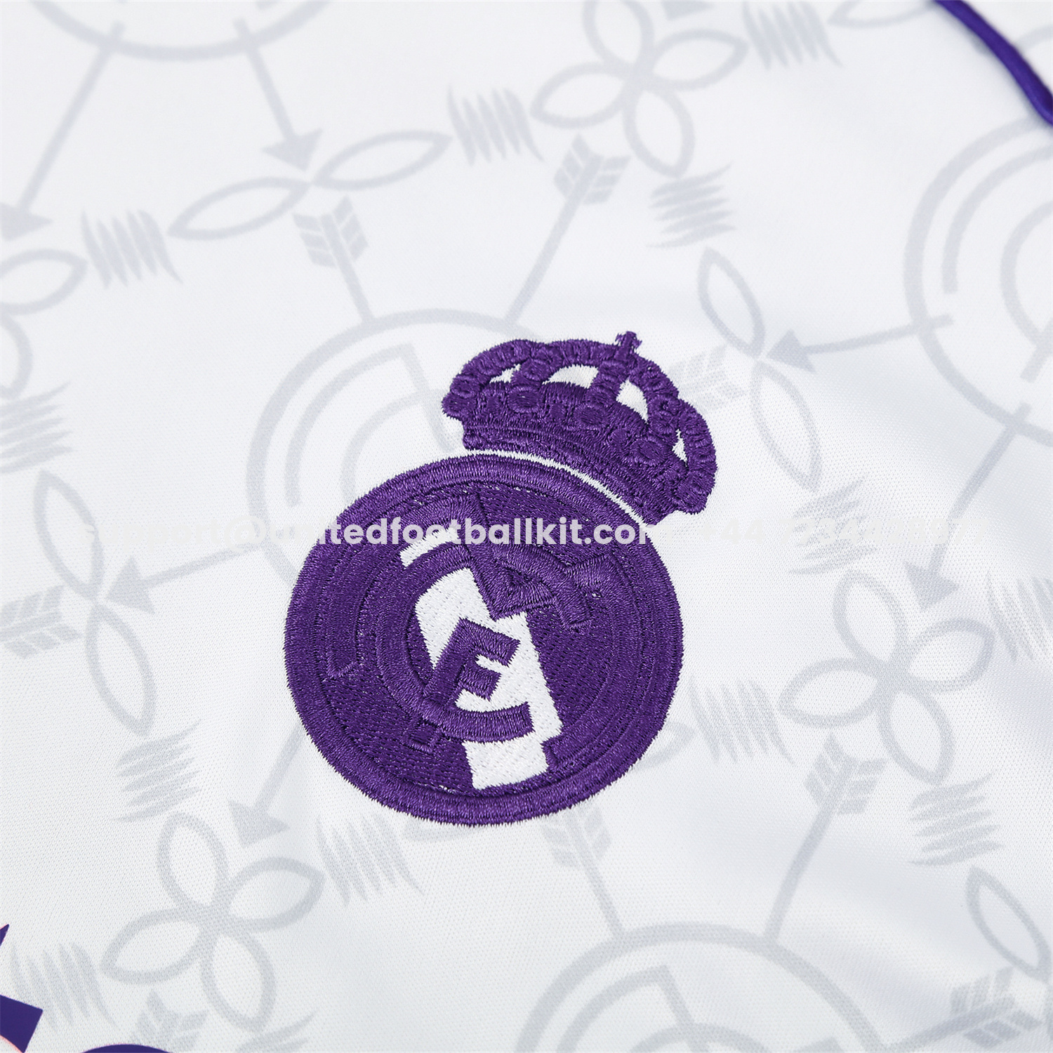 Unitedfootballkit.com | Real Madrid 25-26 Short-Sleeve Training Set - Blue Edge White Top & Black Shorts -Customize Name, Number and Patch | Worldwide Shipping