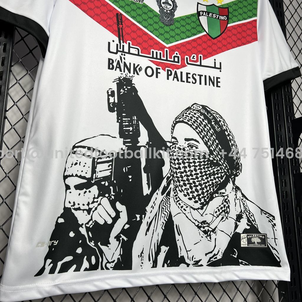 Unitedfootballkit.com | Club Deportivo Palestino 24-25 White Graffiti Jersey - Fans Version -Customize Name, Number and Patch | Worldwide Shipping