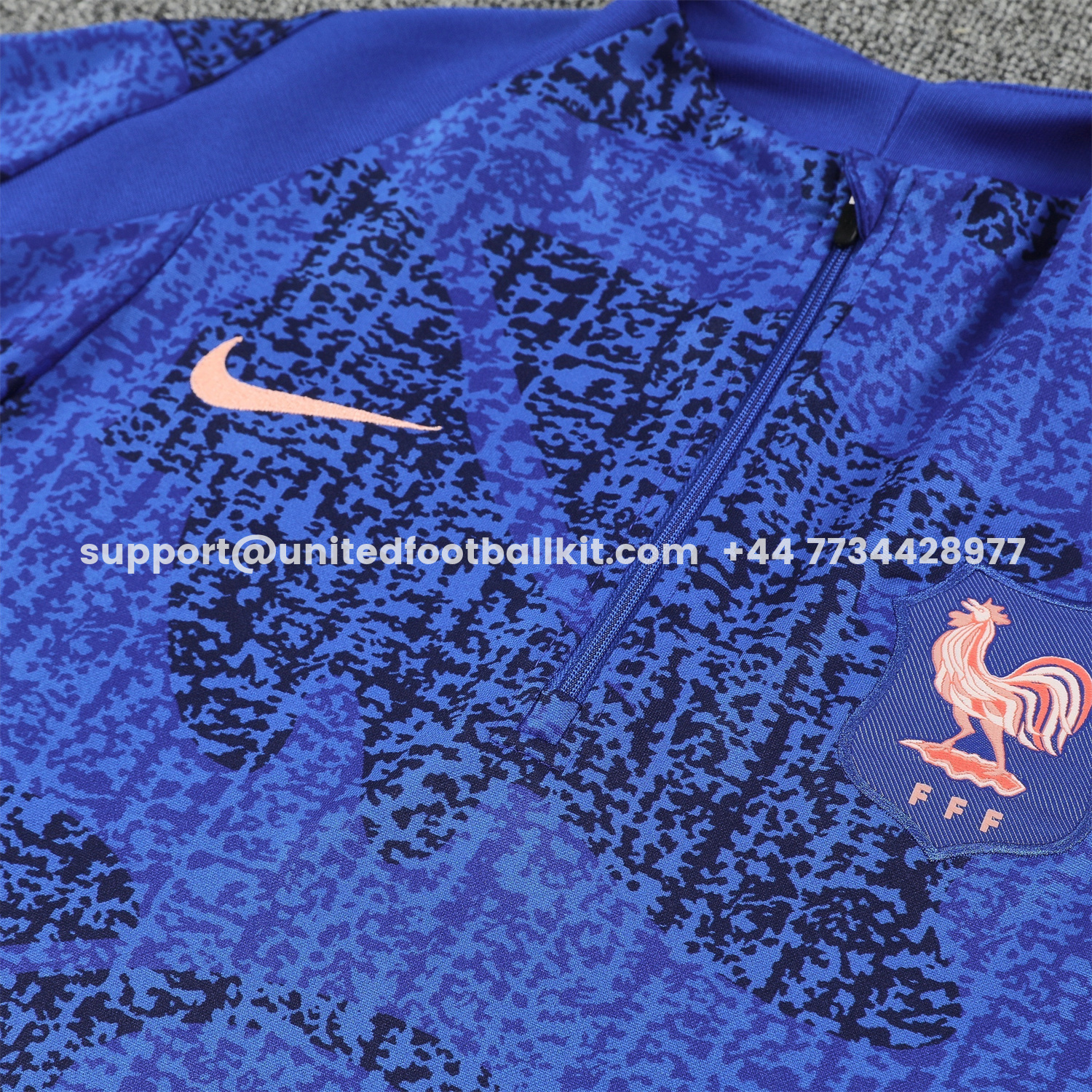 Unitedfootballkit.com | France 2026 Long Sleeves Training Set - Ocean Blue Top & Dark Blue Pants -Customize Name, Number and Patch | Worldwide Shipping