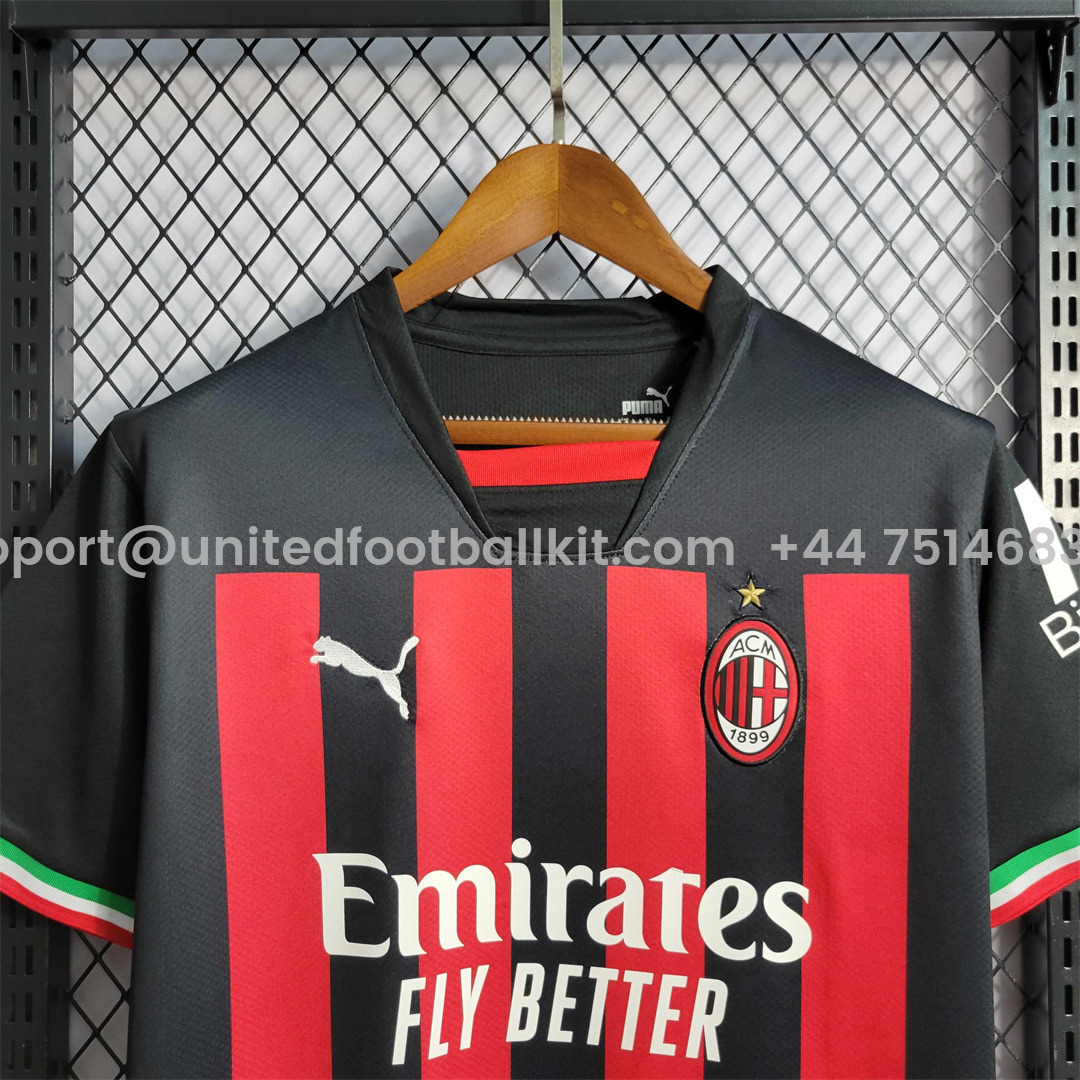 Unitedfootballkit.com | 22-23 AC Milan Home Jersey - Fans Version -Customize Name, Number and Patch | Worldwide Shipping