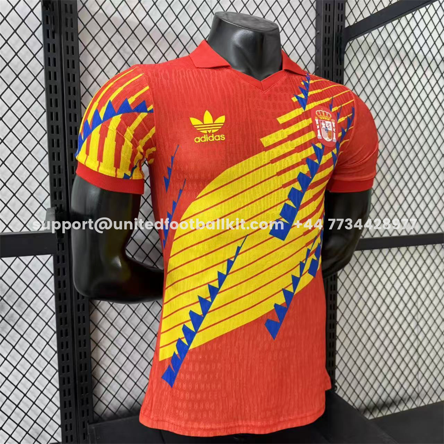 Unitedfootballkit.com | Spain 2026 Blue-Yellow Stripes Red Special Jersey - Player Version -Customize Name, Number and Patch | Worldwide Shipping