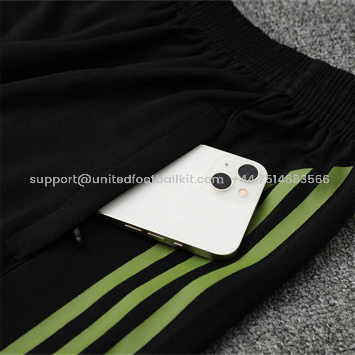 Unitedfootballkit.com | Real Madrid 25-26 Kid Short-Sleeve Training Set - Green Black Top & Black Shorts -Customize Name, Number and Patch | Worldwide Shipping