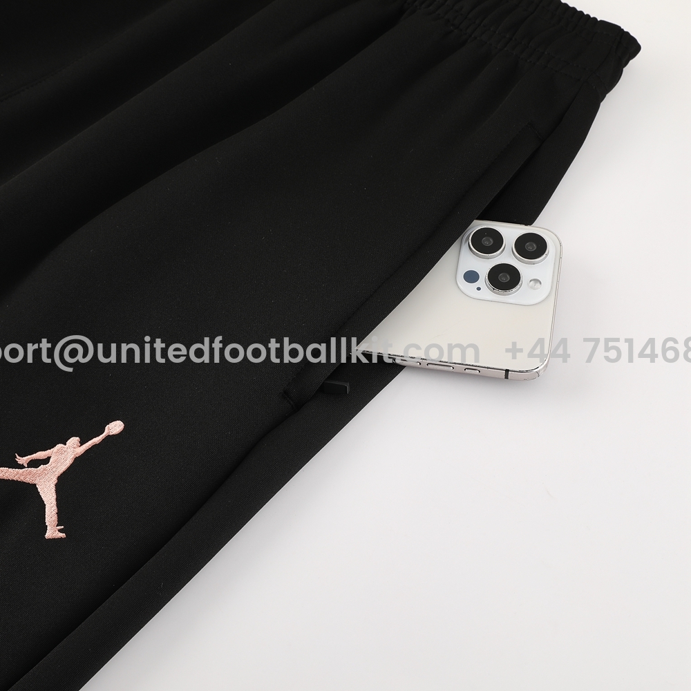 Unitedfootballkit.com | Paris Saint-Germain PSG 24-25 Jacket Training Tracksuit - Light Pink Top and Black Pants -Customize Name, Number and Patch | Worldwide Shipping