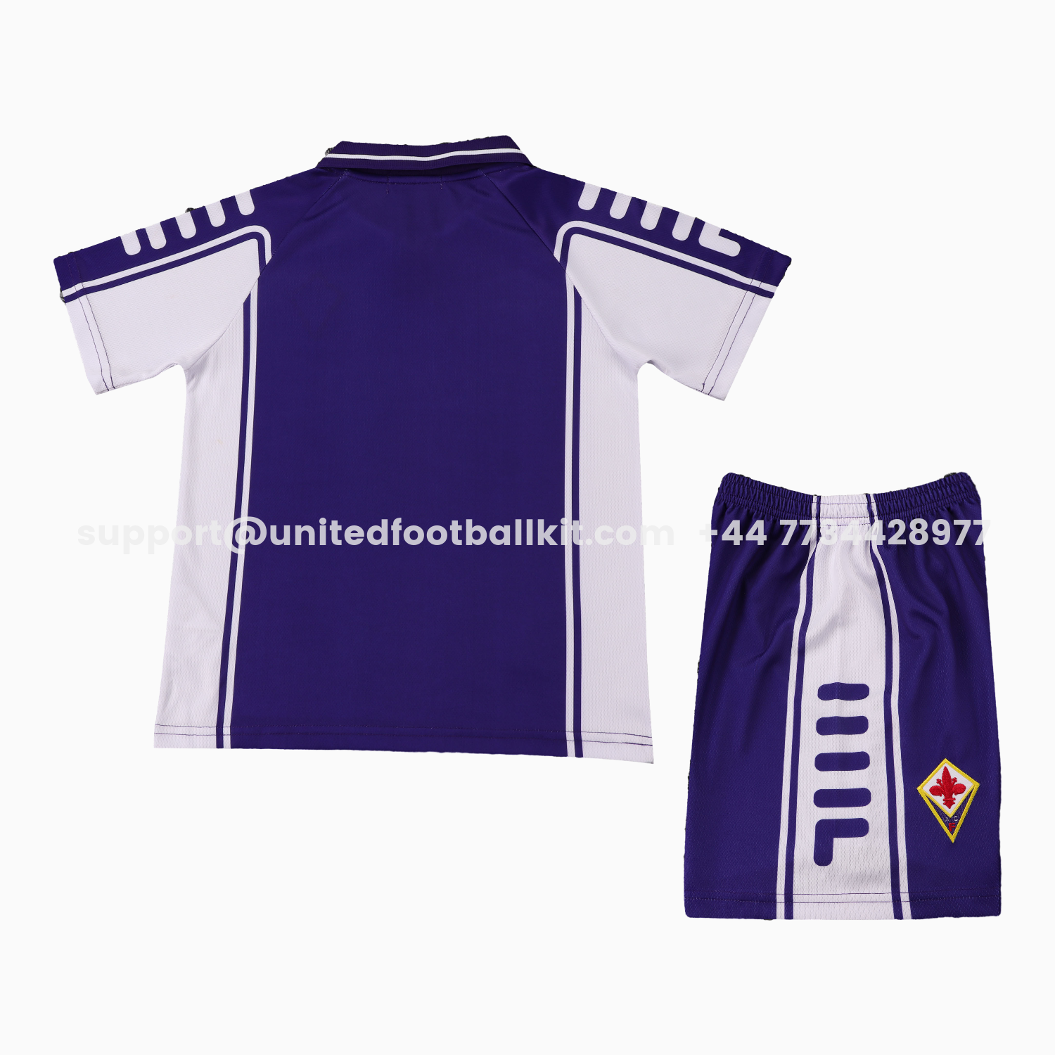 Unitedfootballkit.com | Retro Fiorentina 1999-00 Home Kids Kit -Customize Name, Number and Patch | Worldwide Shipping