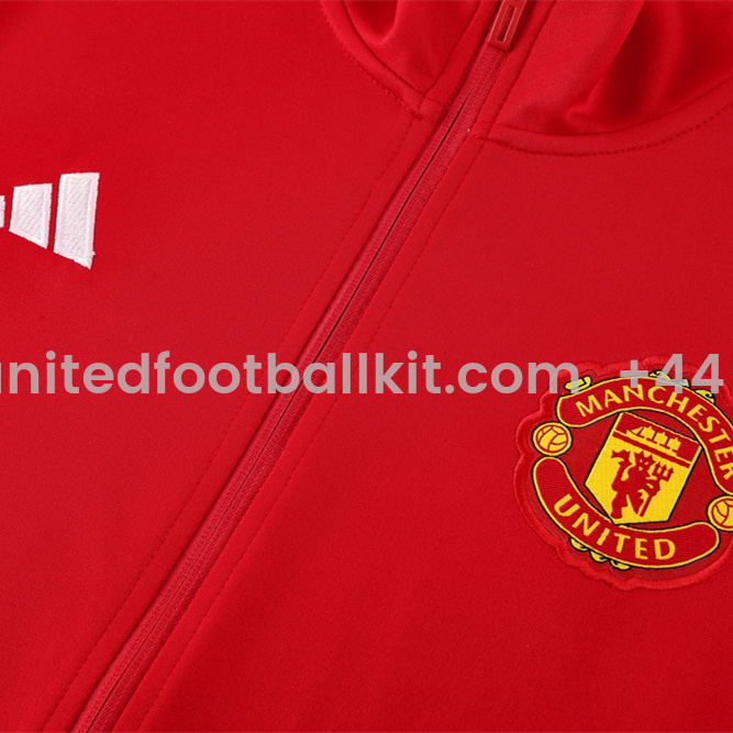 Unitedfootballkit.com | Manchester United 24-25 Jacket Training Tracksuit - Red Top and Black Pants -Customize Name, Number and Patch | Worldwide Shipping