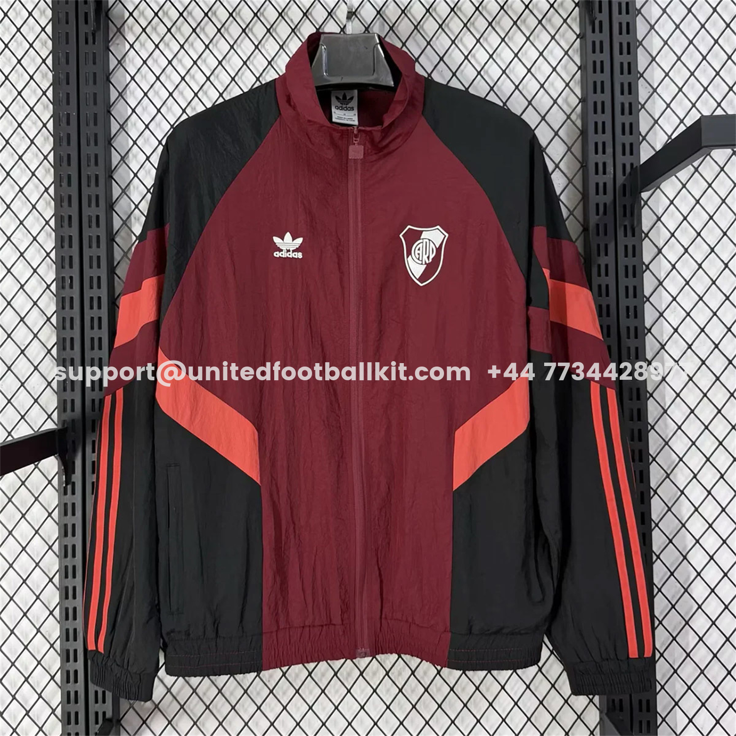 Unitedfootballkit.com | River Plate 25-26 Training Windbreaker Jacket - Red -Customize Name, Number and Patch | Worldwide Shipping
