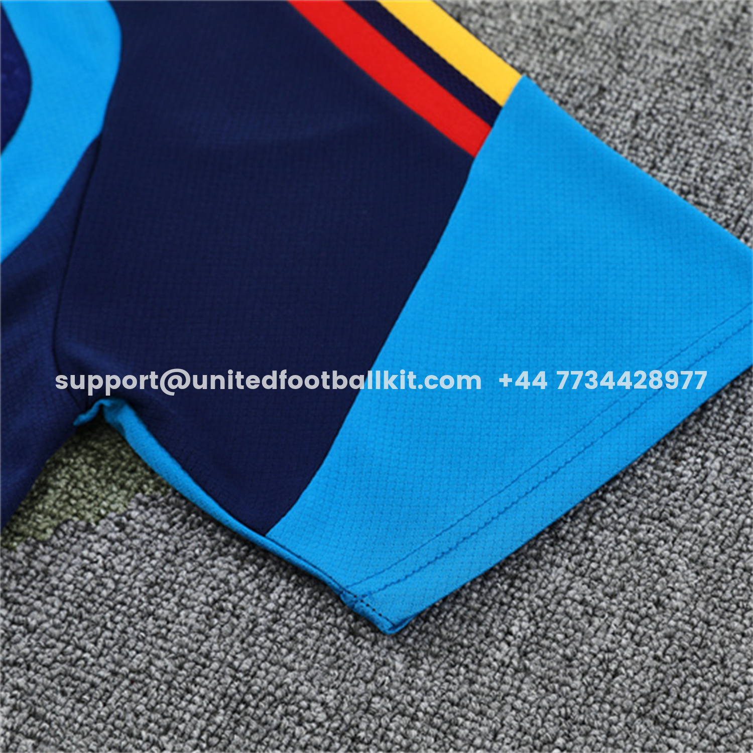 Unitedfootballkit.com | Spain 2026 Kids Short-Sleeve Training Set - Royal Blue Top & Shorts -Customize Name, Number and Patch | Worldwide Shipping