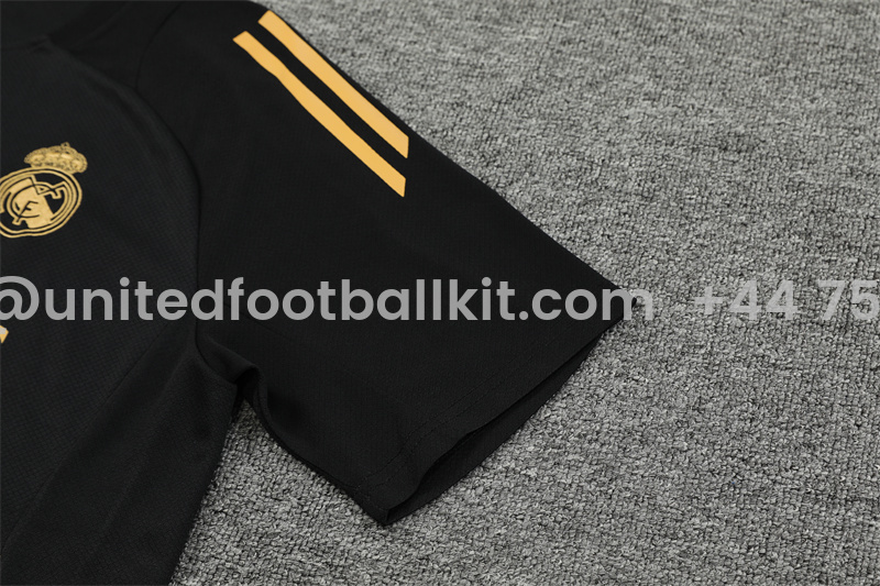 Unitedfootballkit.com | Real Madrid 24-25 Short-Sleeve Training Set - Black Gold -Customize Name, Number and Patch | Worldwide Shipping