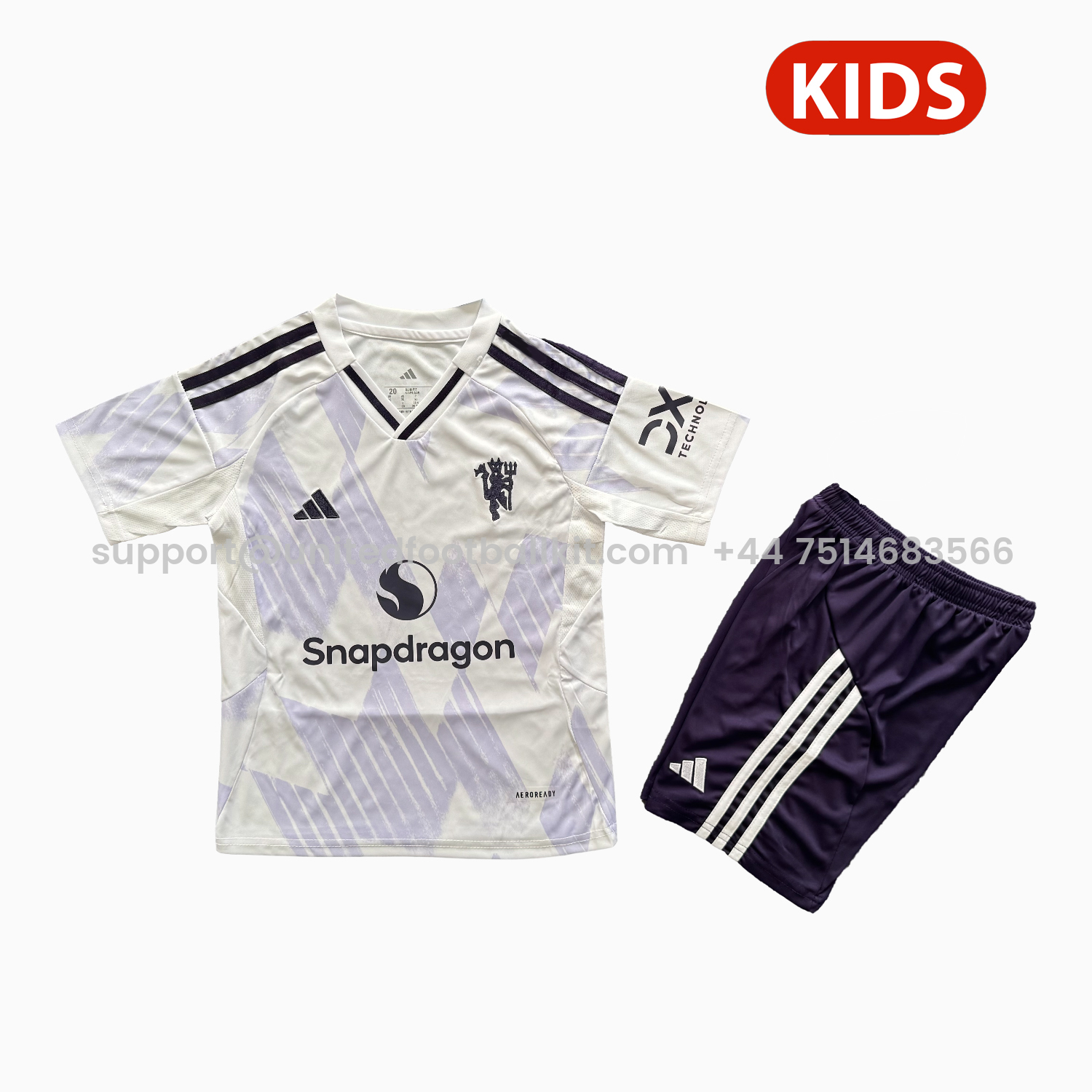 Unitedfootballkit.com | Manchester United 25-26 Away Kids Kit -Customize Name, Number and Patch | Worldwide Shipping