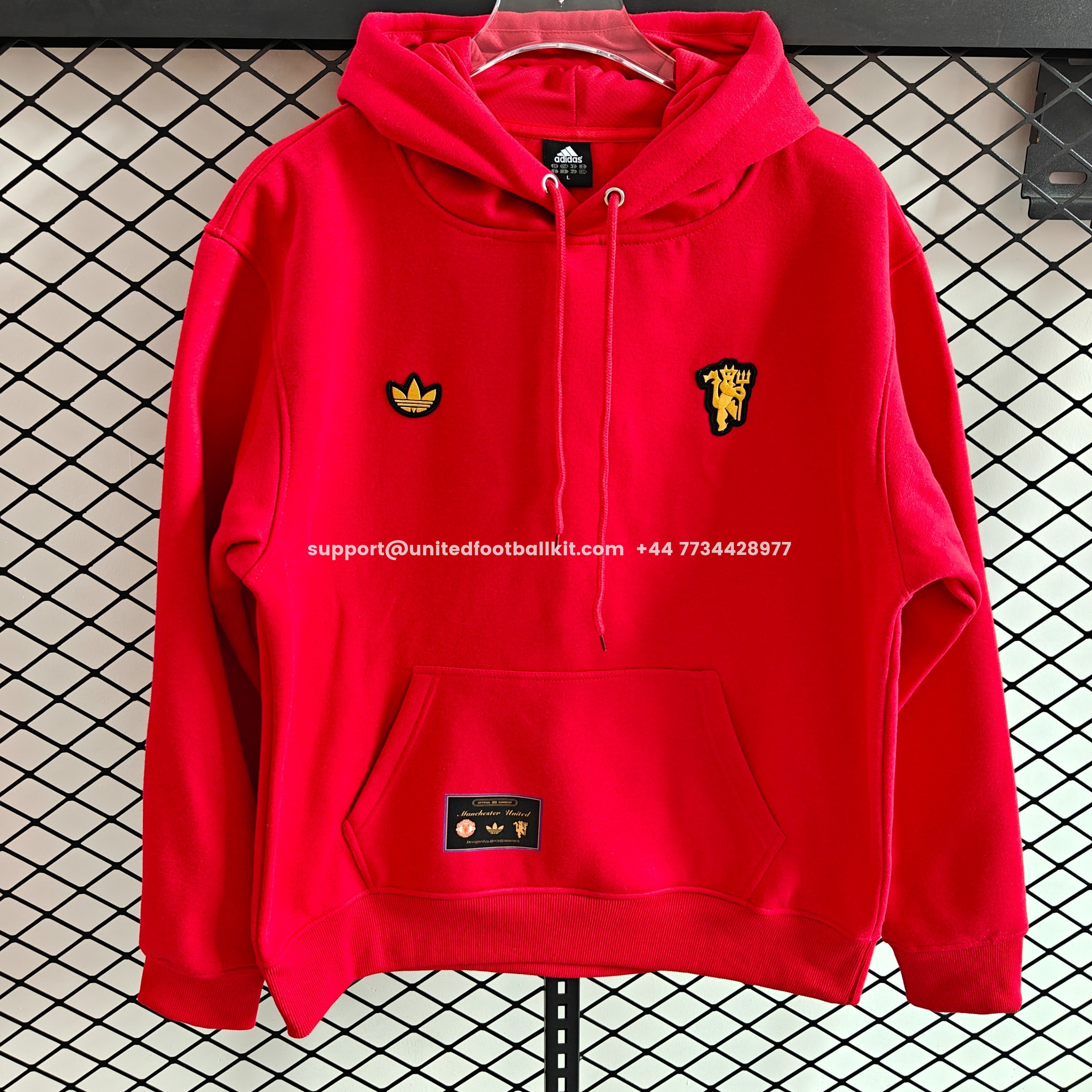 Unitedfootballkit.com | Manchester United 25-26 Originals Terrace Icon Unisex Pullover Hoodie with Yellow Logo -Customize Name, Number and Patch | Worldwide Shipping