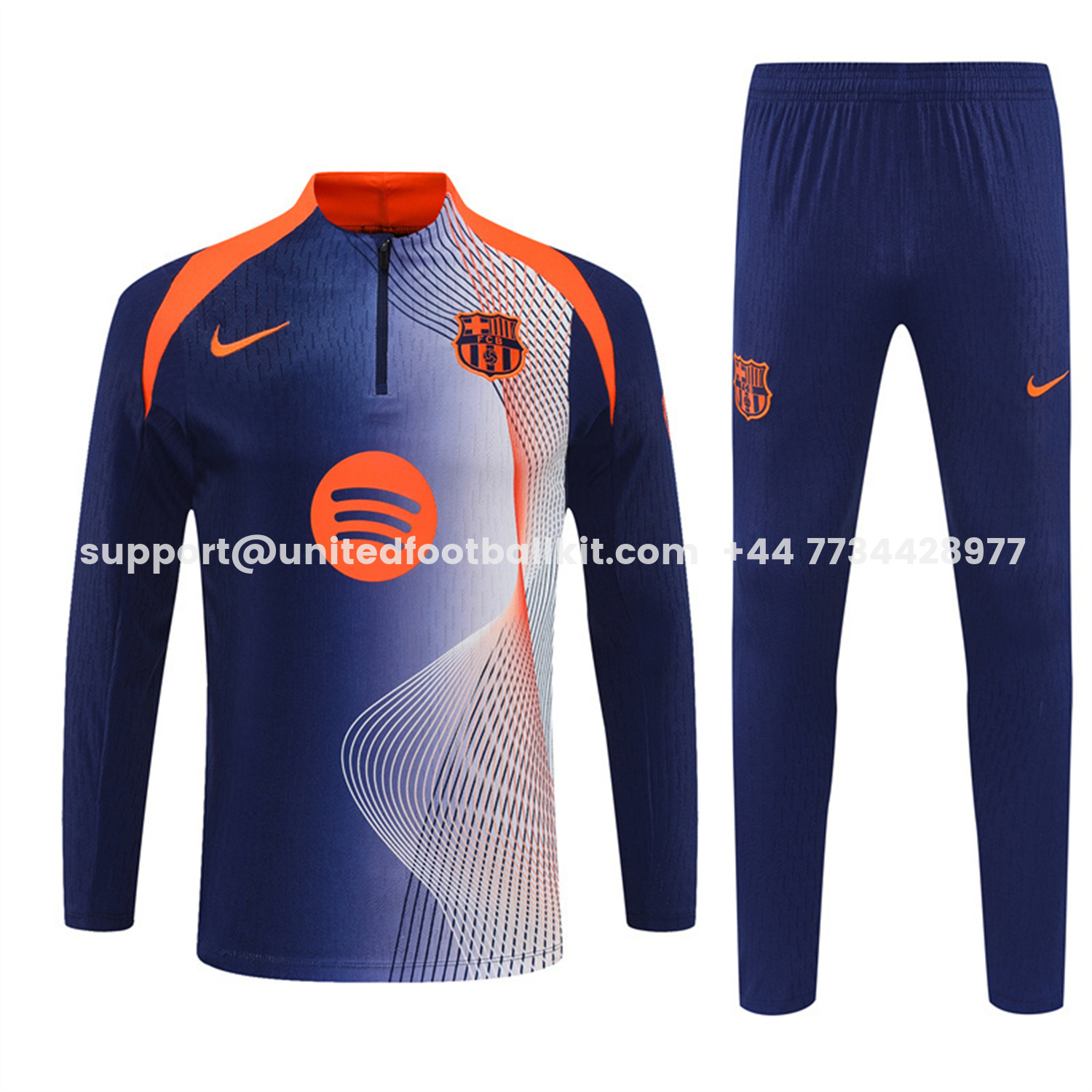 Unitedfootballkit.com | Barcelona 25-26 Kids Long Sleeve Training Set - Red Blue Line Top & Blue Pants -Customize Name, Number and Patch | Worldwide Shipping