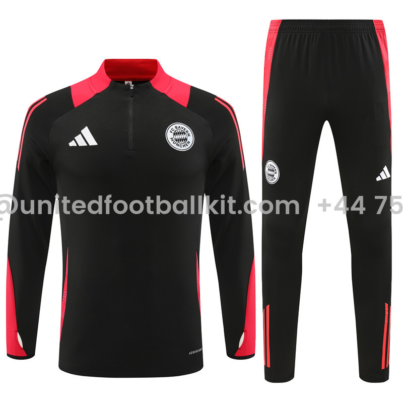 Unitedfootballkit.com | Bayern Munich 24-25 Long Sleeve Training Set - Black -Customize Name, Number and Patch | Worldwide Shipping