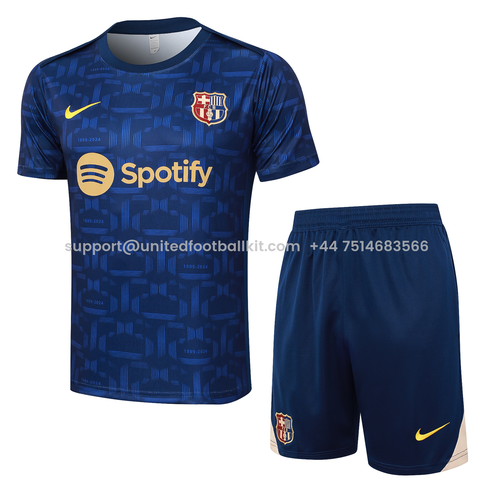 Unitedfootballkit.com | Barcelona 24-25 Short-Sleeve Training Set - Royal Blue Top & Shorts -Customize Name, Number and Patch | Worldwide Shipping