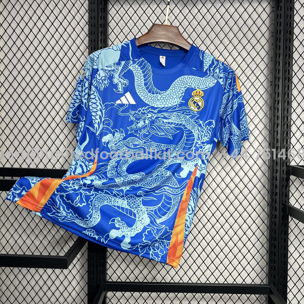 Unitedfootballkit.com | Real Madrid 24-25 Blue Dragon Special Edition Jersey - Fans Version -Customize Name, Number and Patch | Worldwide Shipping