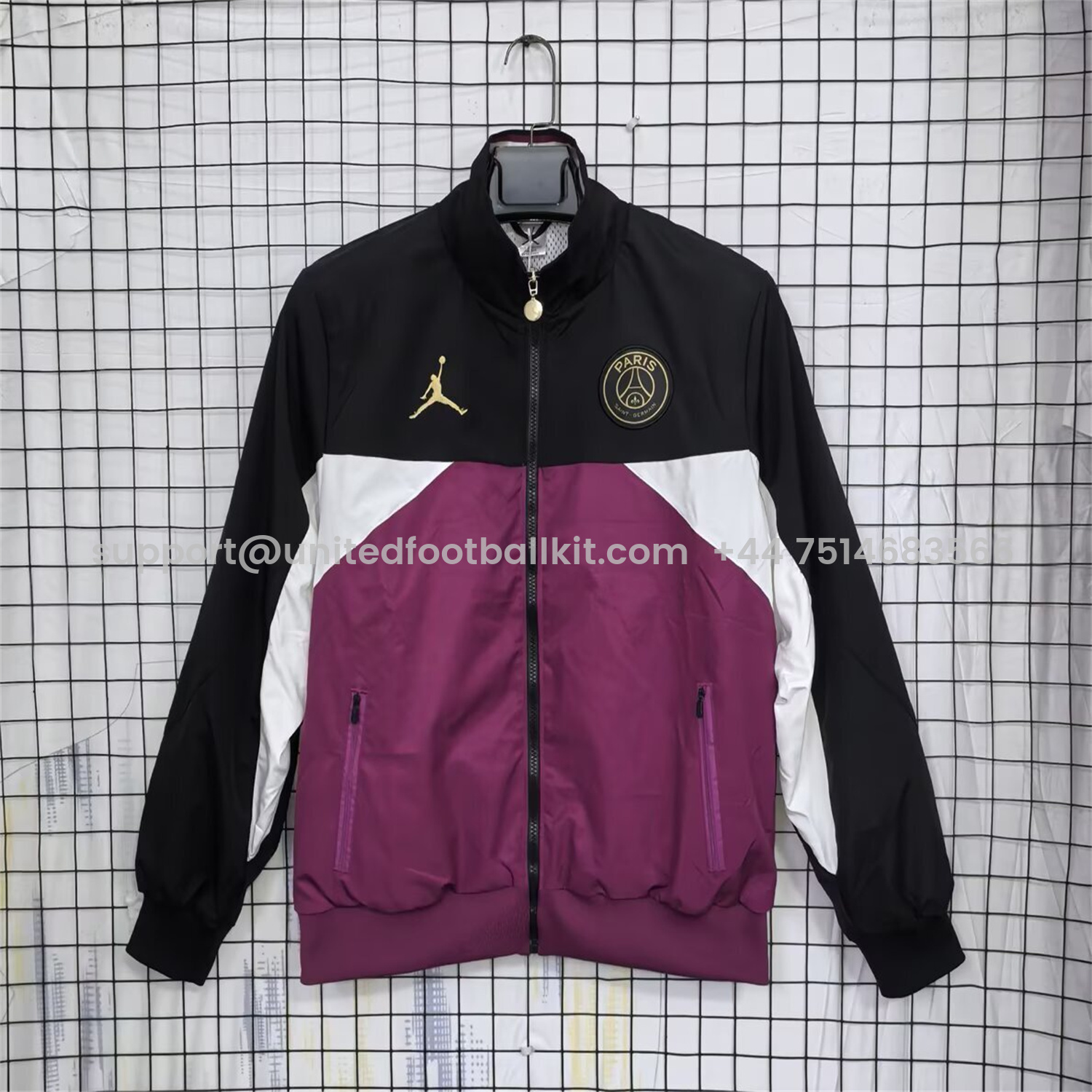 Unitedfootballkit.com | Paris Saint-Germain PSG 25-26 Windbreaker Jacket - Purple And Black -Customize Name, Number and Patch | Worldwide Shipping