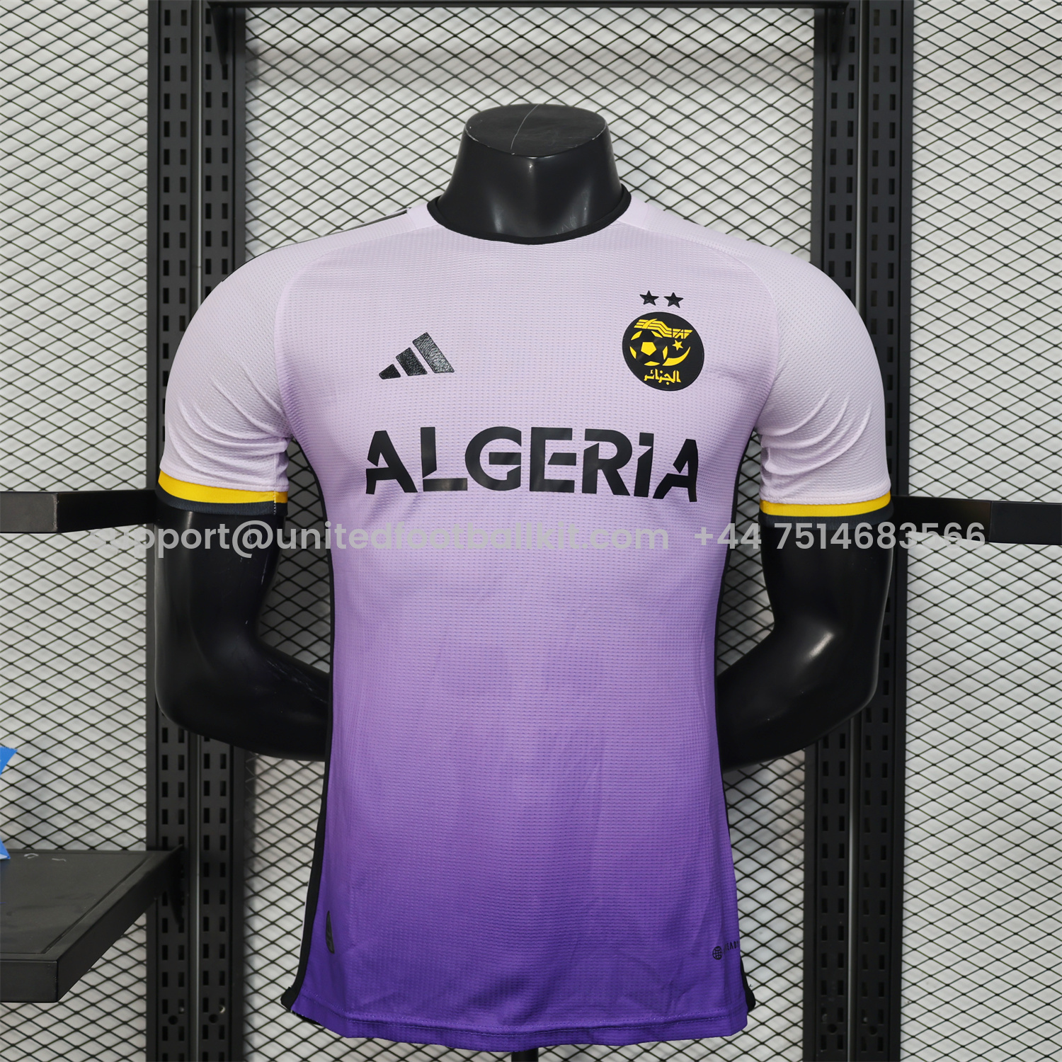 Unitedfootballkit.com | Algeria 25-26 White-purple Gradient Jersey with Black Chest Text - Player Version -Customize Name, Number and Patch | Worldwide Shipping