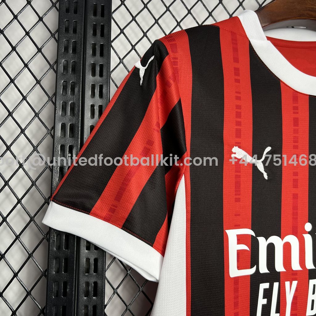 Unitedfootballkit.com | AC Milan 24-25 Home Stadium Jersey - Fans Version -Customize Name, Number and Patch | Worldwide Shipping