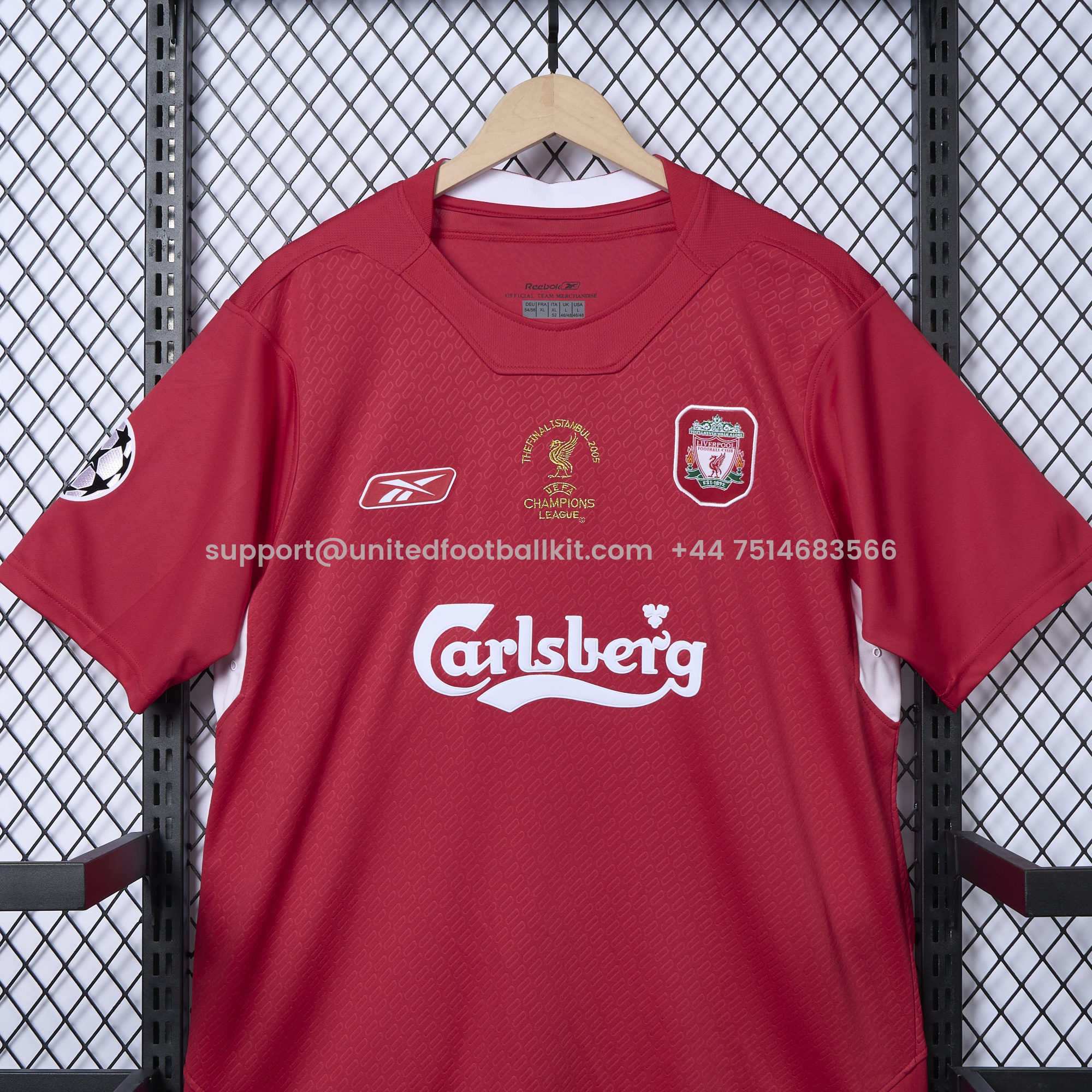Unitedfootballkit.com | Retro Liver.pool 2005 Home Stadium Jersey - with UEFA Champions League Final Patch -Customize Name, Number and Patch | Worldwide Shipping