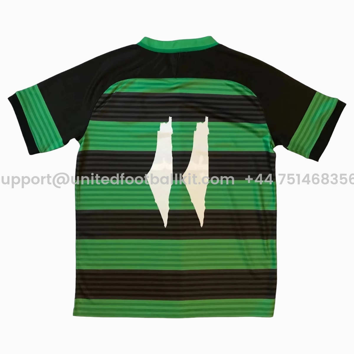 Unitedfootballkit.com | FC Palestina 24 - 25 Black and Green Horizontal Striped Jersey - With Arabic and Patterns -Customize Name, Number and Patch | Worldwide Shipping