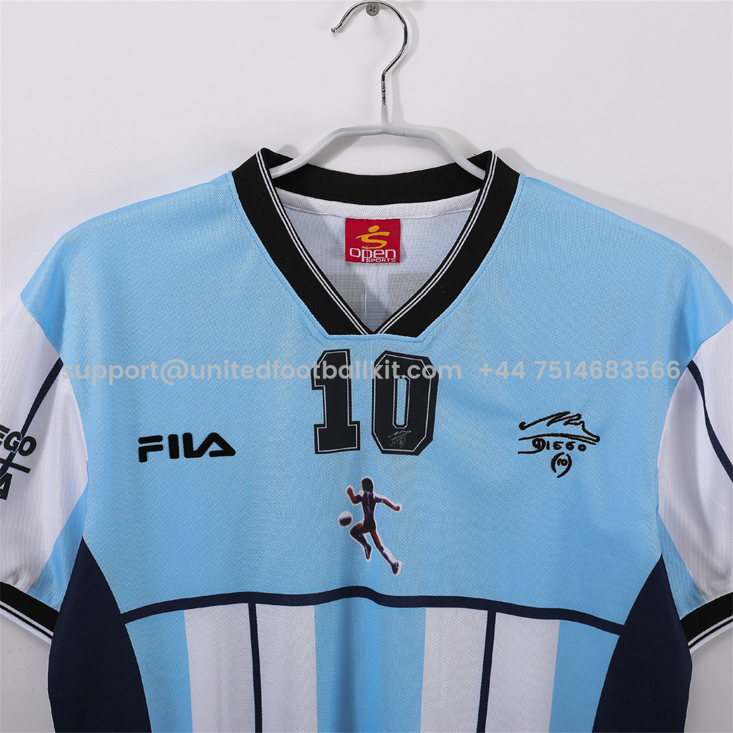 Unitedfootballkit.com | Retro Argentina 2001 Home Maradona Commemorative Jersey -Customize Name, Number and Patch | Worldwide Shipping