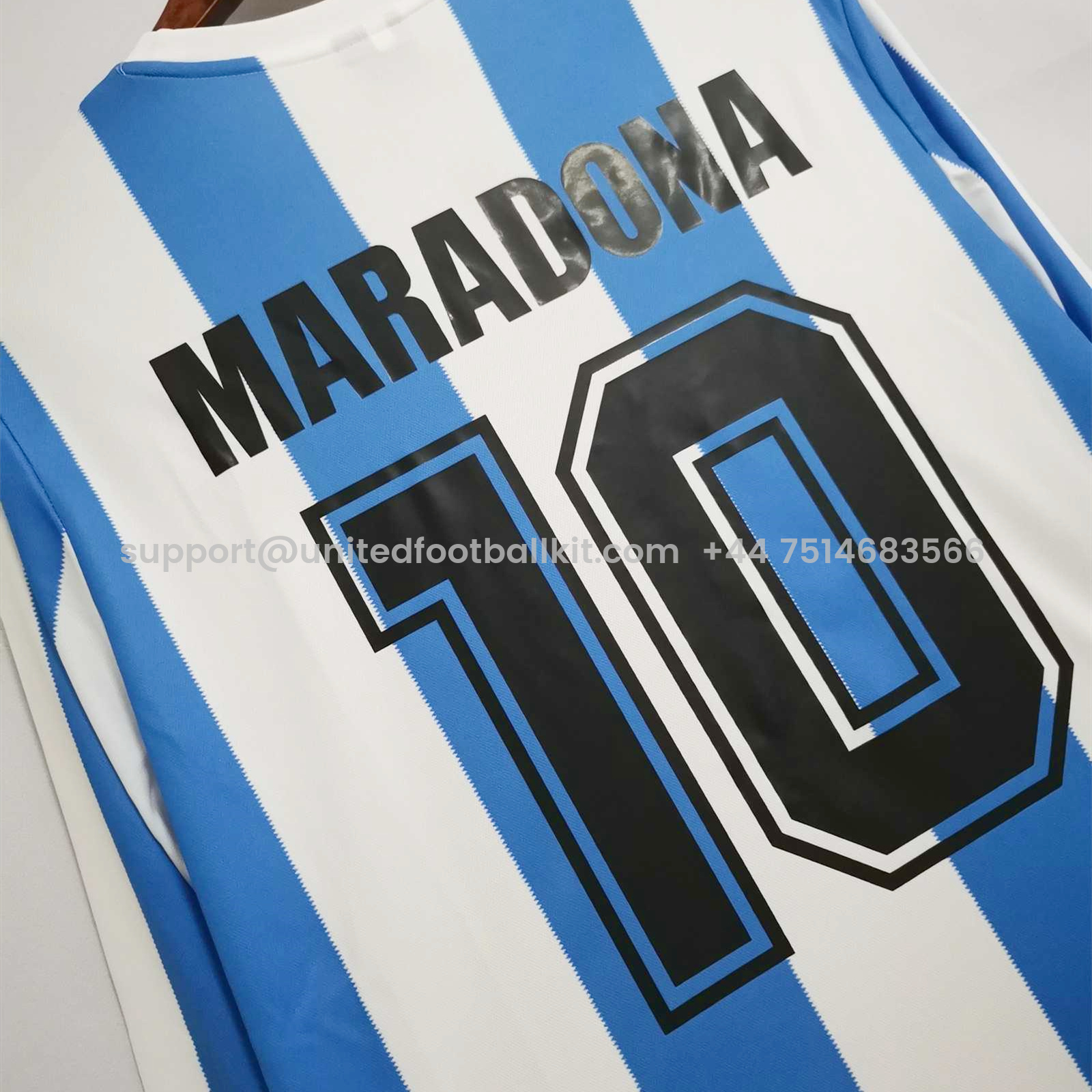 Unitedfootballkit.com | Retro Argentina 1986 Home Stadium Long Sleeve Jersey -Customize Name, Number and Patch | Worldwide Shipping