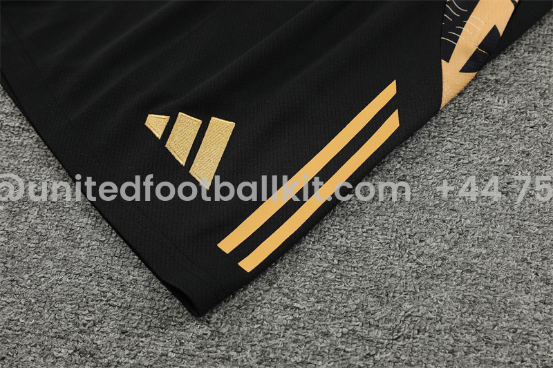 Unitedfootballkit.com | Real Madrid 24-25 Short-Sleeve Training Set - Black Gold -Customize Name, Number and Patch | Worldwide Shipping