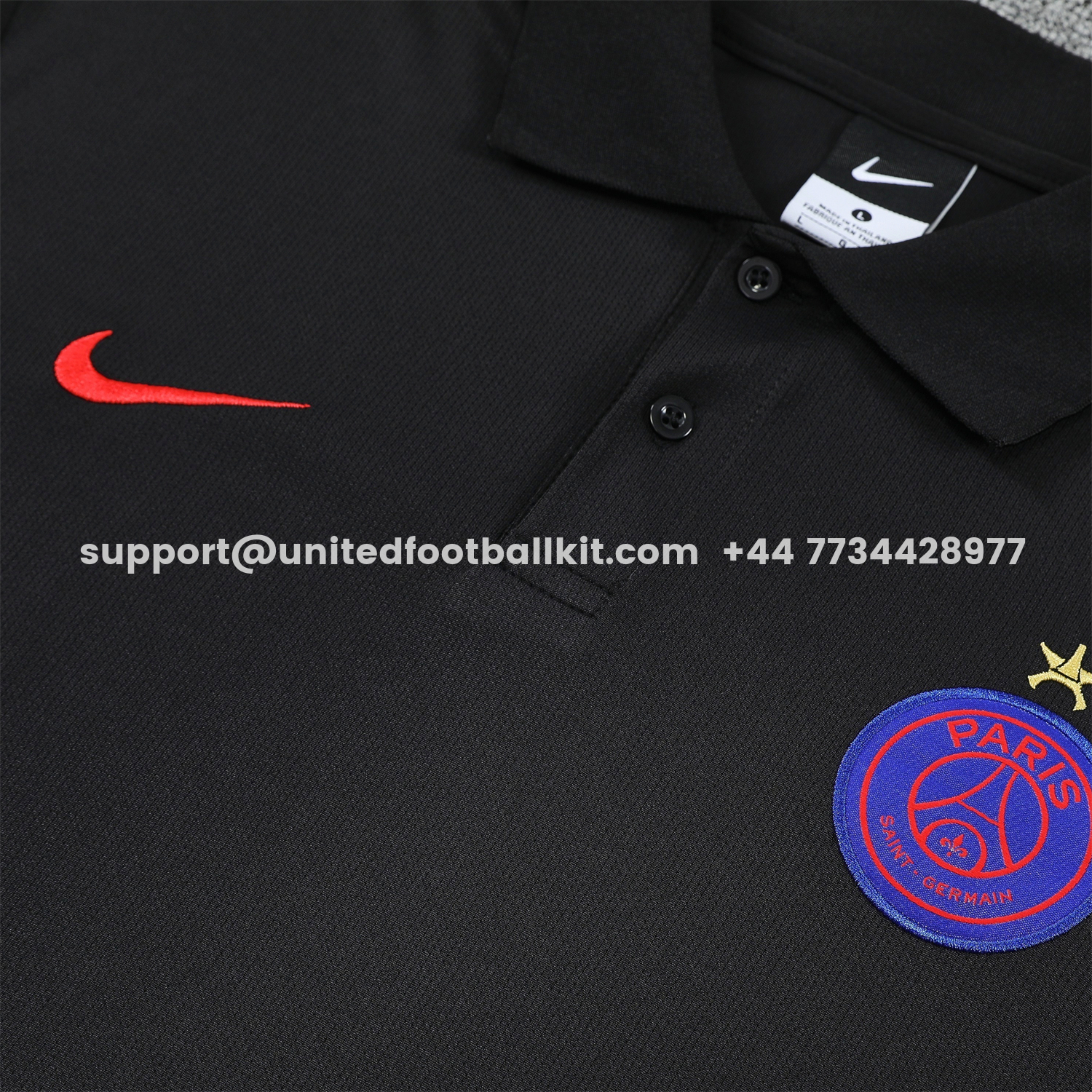 Unitedfootballkit.com | Paris Saint-Germain PSG 25-26 POLO Short-Sleeve Training Set - Black Top and Pants -Customize Name, Number and Patch | Worldwide Shipping
