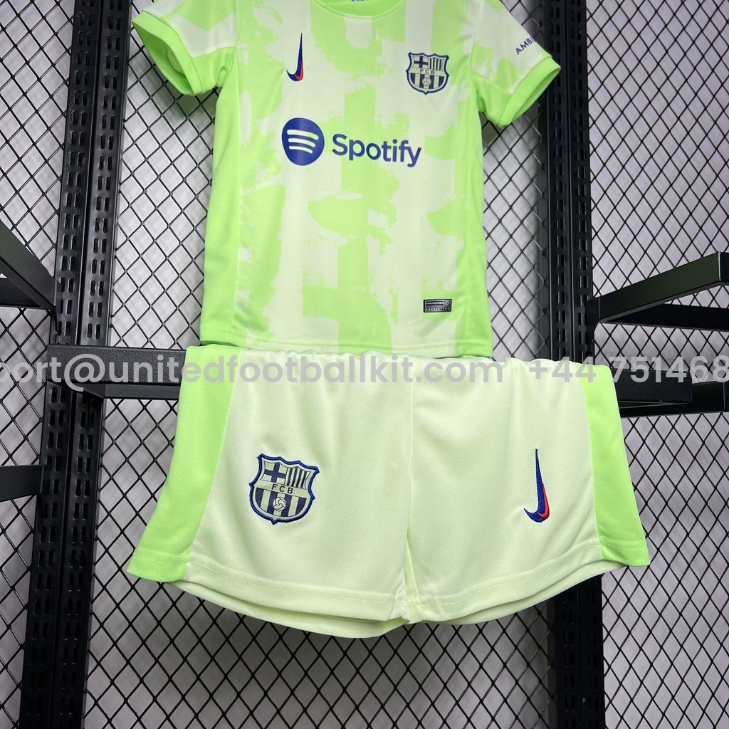 Unitedfootballkit.com | Barcelona 24-25 Third Kids Kit -Customize Name, Number and Patch | Worldwide Shipping