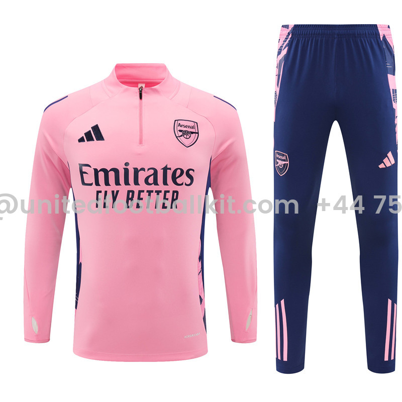 Unitedfootballkit.com | Arsenal 24-25 Long Sleeve Training Set - Pink -Customize Name, Number and Patch | Worldwide Shipping