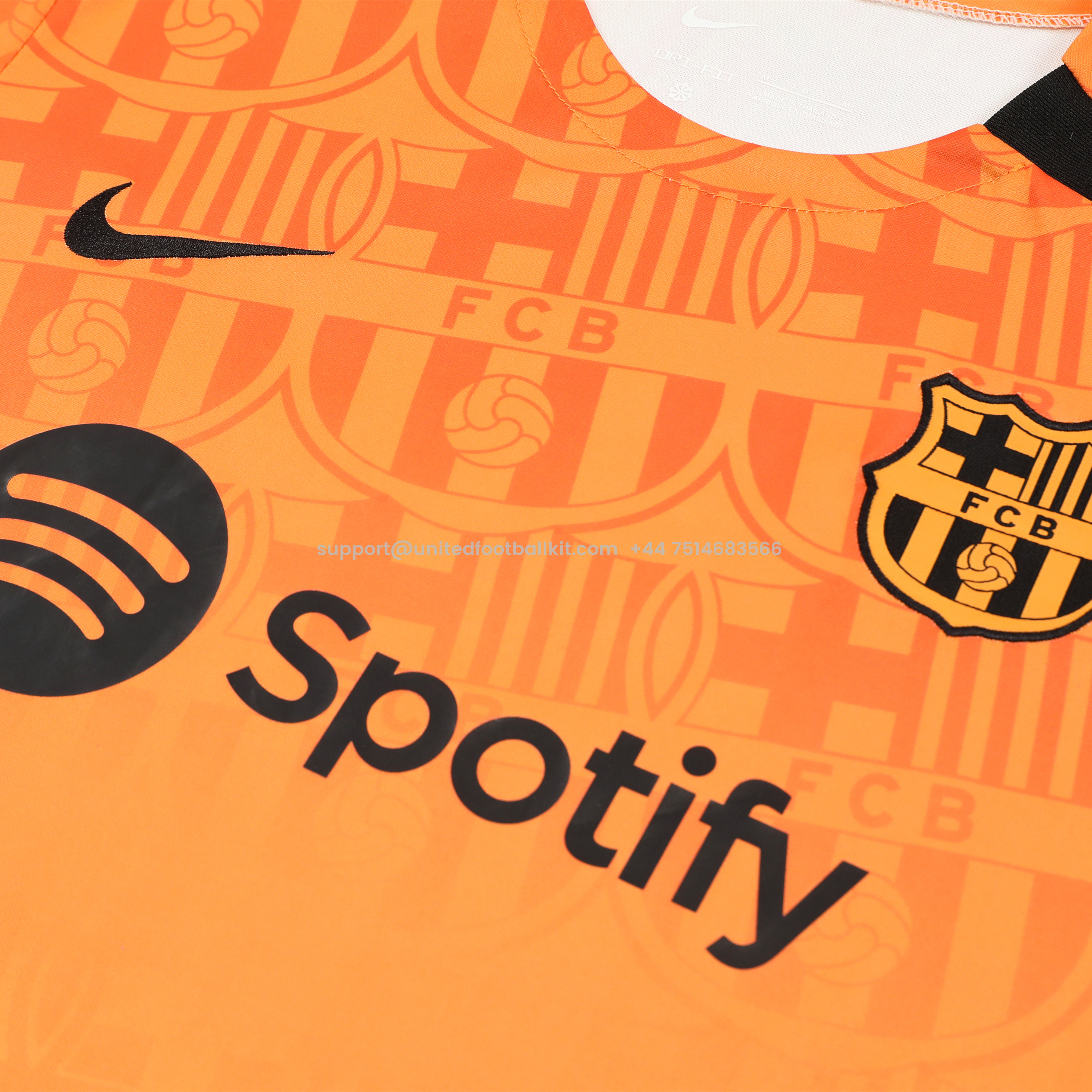 Unitedfootballkit.com | Barcelona 24-25 Short-Sleeve Training Set - Orange Top & Black Shorts -Customize Name, Number and Patch | Worldwide Shipping
