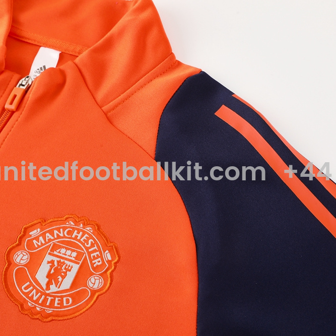 Unitedfootballkit.com | Manchester United 24-25 Jacket Training Tracksuit - Orange -Customize Name, Number and Patch | Worldwide Shipping