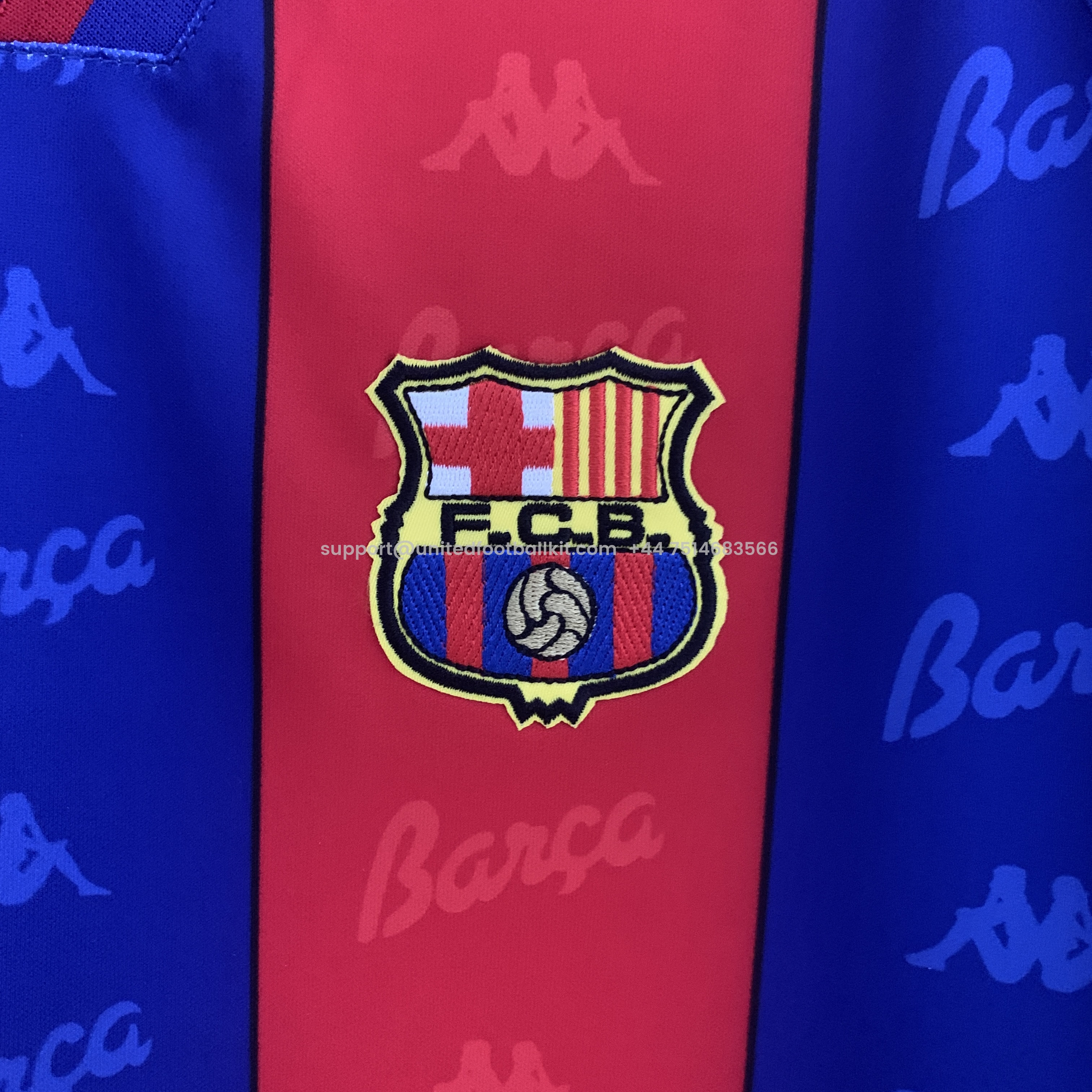 Unitedfootballkit.com | Retro Barcelona 96-97 Home Stadium Long Sleeve Jersey -Customize Name, Number and Patch | Worldwide Shipping