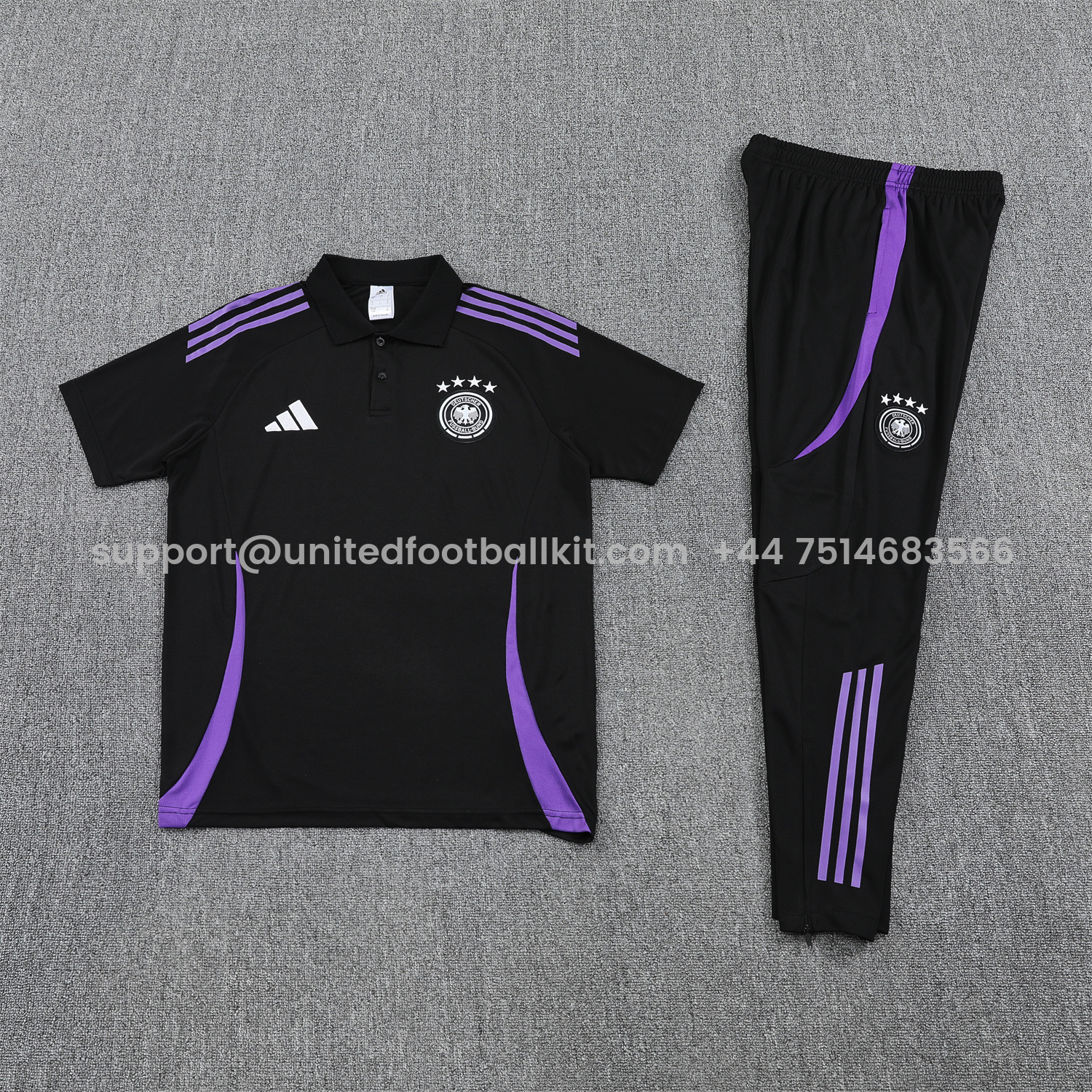 Unitedfootballkit.com | Germany 25-26 POLO Short-Sleeve Training Set - Black Top and Pants -Customize Name, Number and Patch | Worldwide Shipping