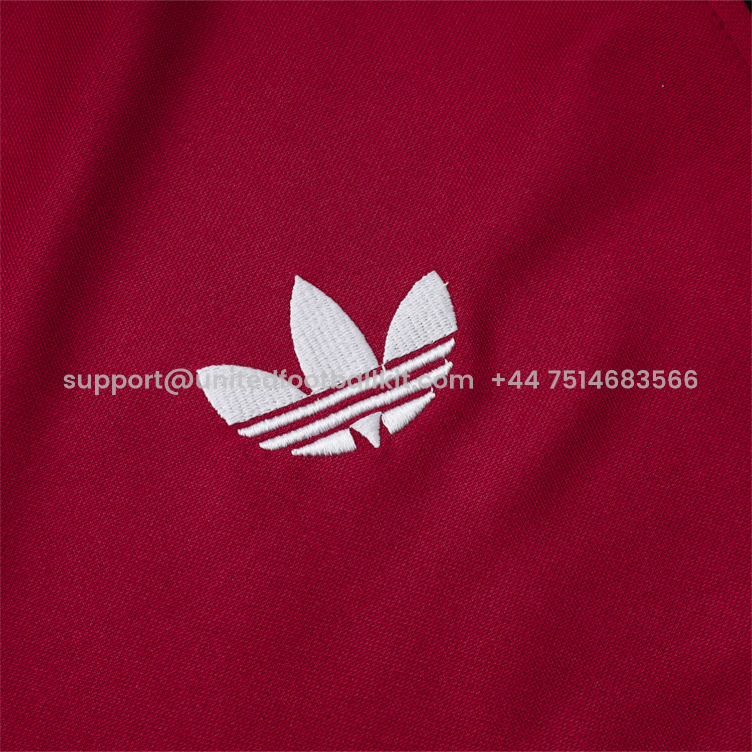 Unitedfootballkit.com | Manchester United 24-25 Throwback Jacket Training Tracksuit - Date Red Jackets & Black Pants -Customize Name, Number and Patch | Worldwide Shipping