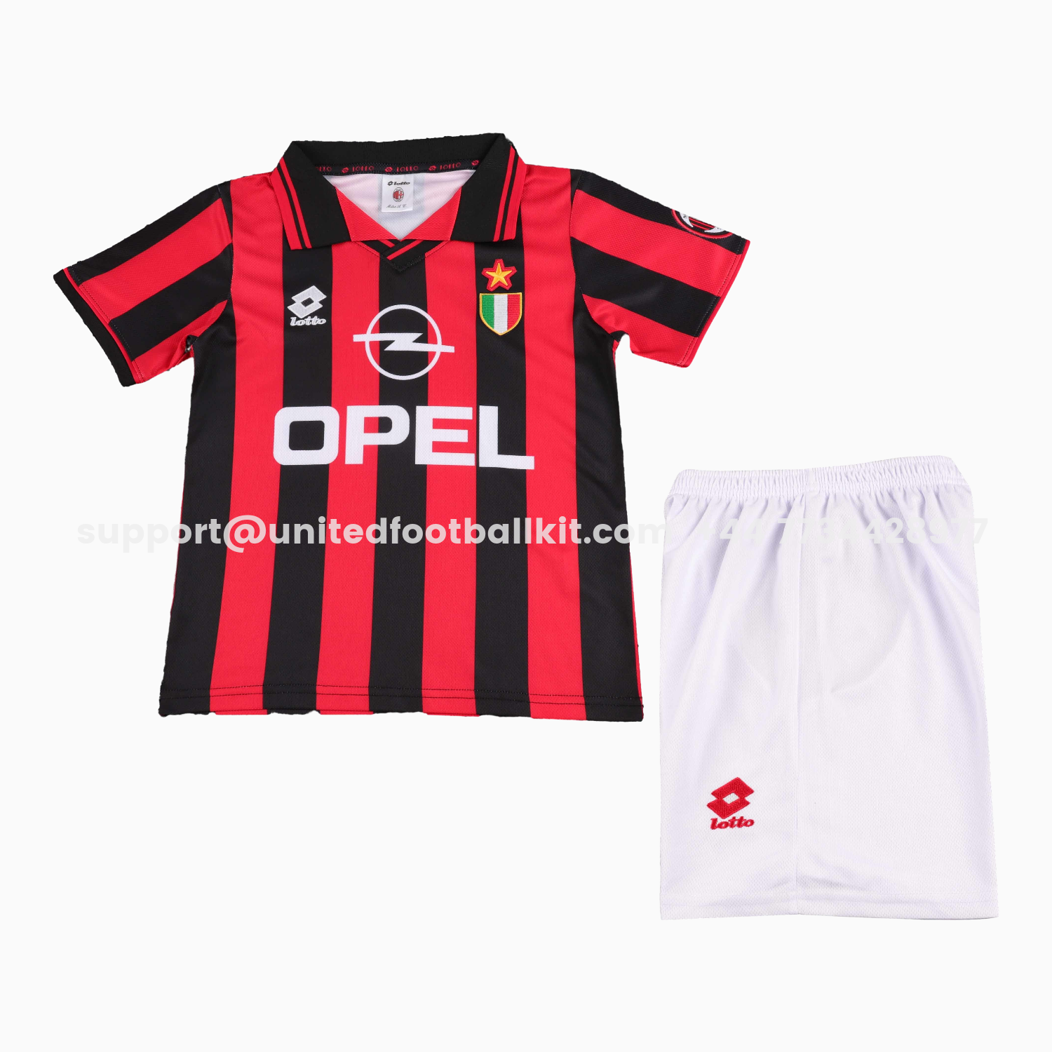 Unitedfootballkit.com | Retro AC Milan 1996-97 Home Kids Kit -Customize Name, Number and Patch | Worldwide Shipping