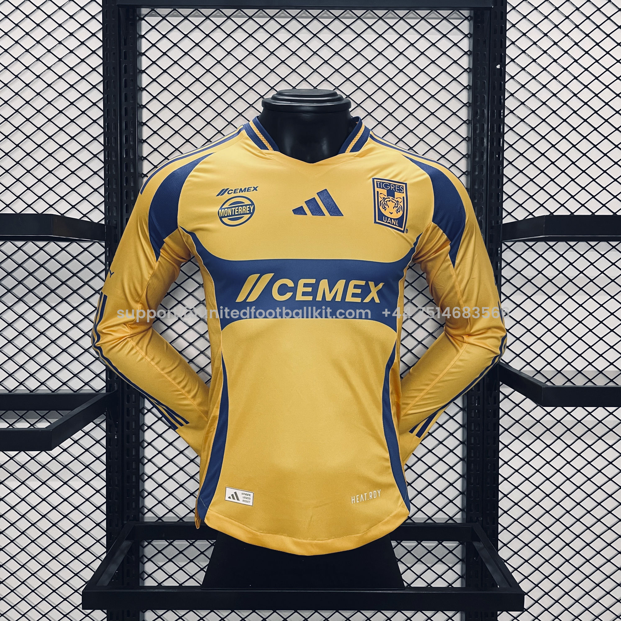 Unitedfootballkit.com | Tigres UANL 24-25 Home Long Sleeves Jersey - Player Version -Customize Name, Number and Patch | Worldwide Shipping