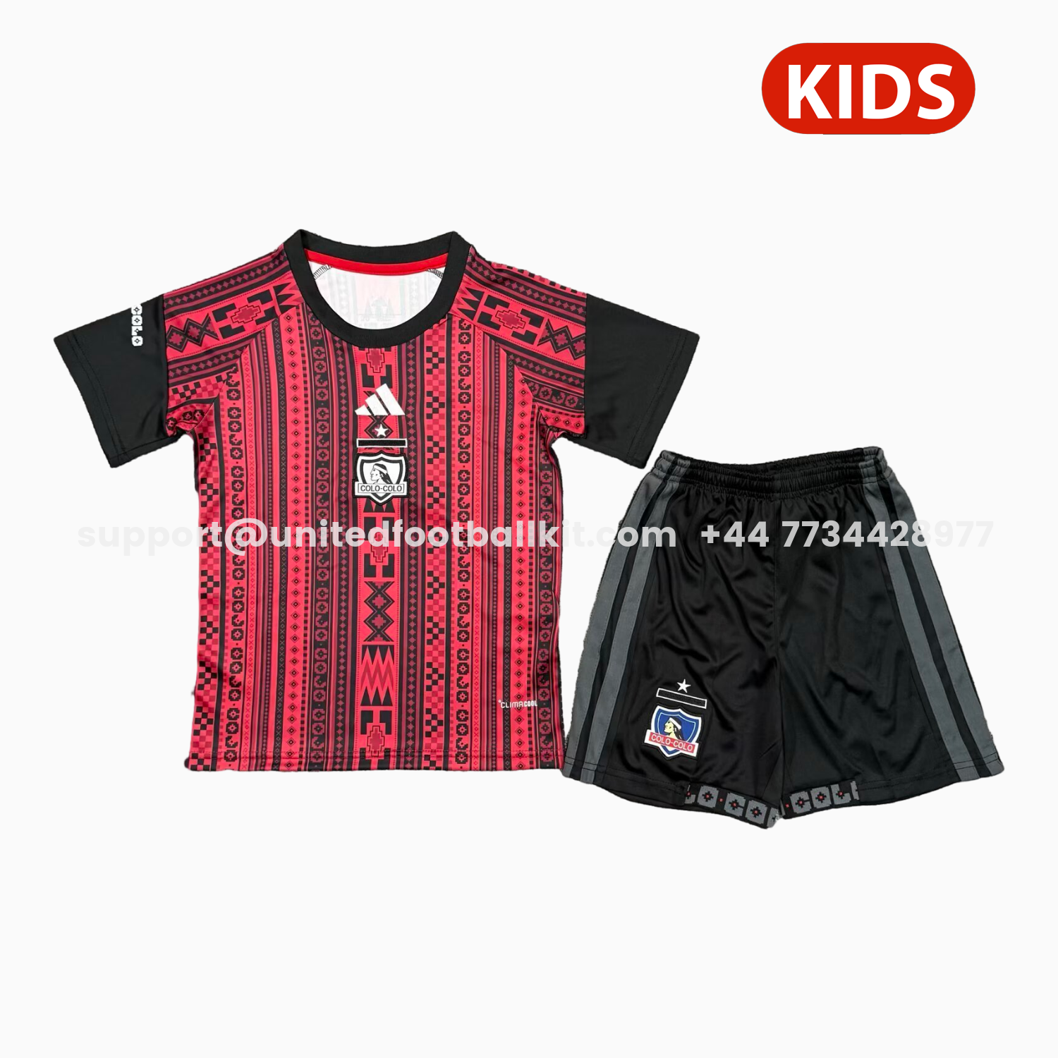 Unitedfootballkit.com | Colo Colo 25-26 Red Pre-Match Kids Kit -Customize Name, Number and Patch | Worldwide Shipping