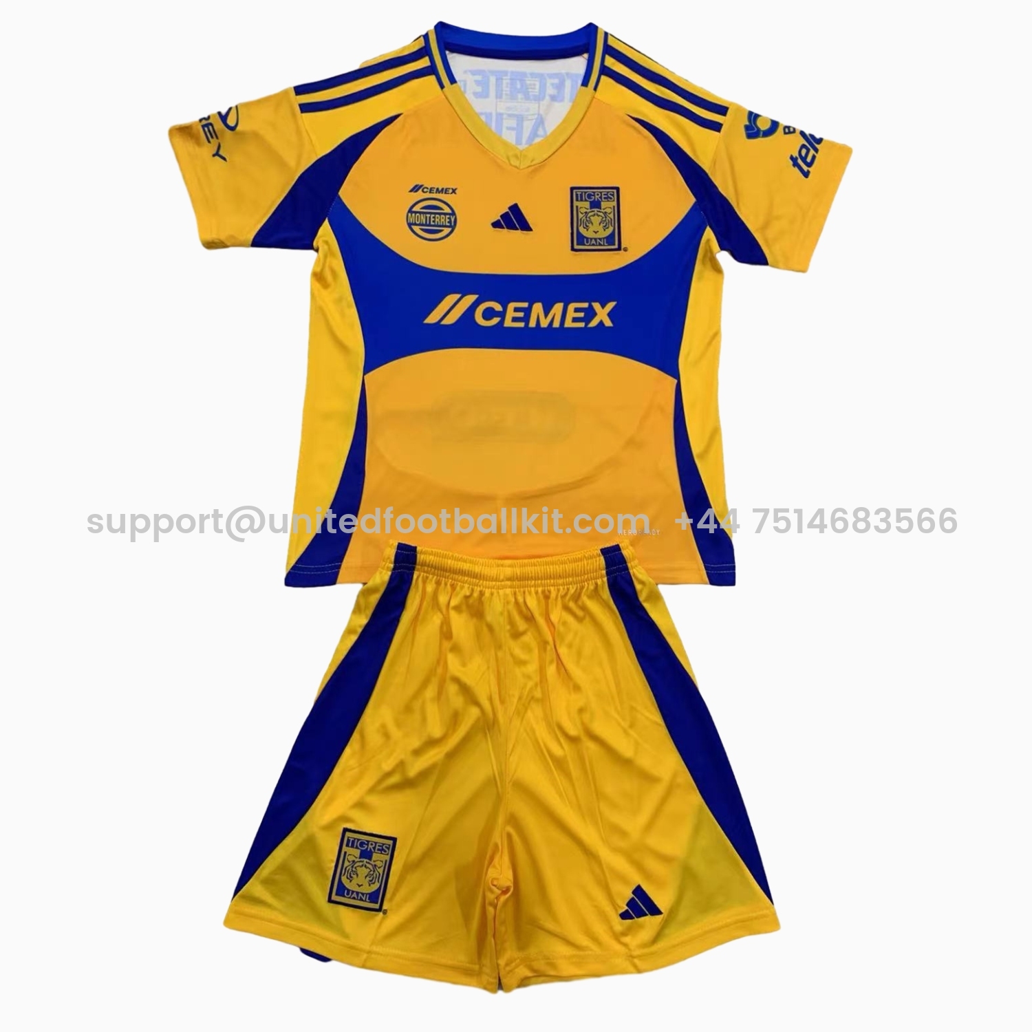 Unitedfootballkit.com | Tigres UANL 24-25 Home Kids Kit -Customize Name, Number and Patch | Worldwide Shipping