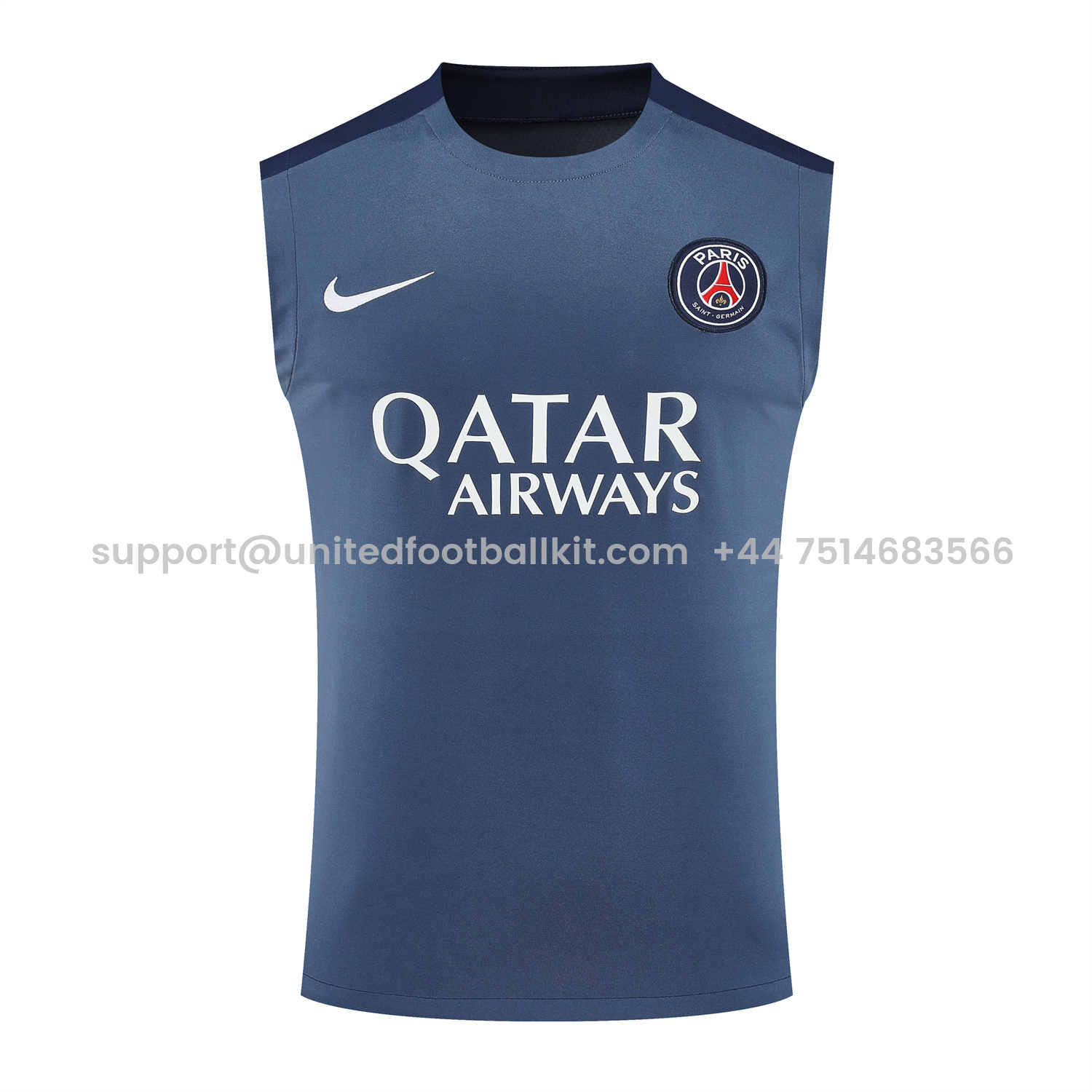 Unitedfootballkit.com | Paris Saint-Germain PSG 25-26 Vest Training Set - Deep Blue Vest & Deep Blue Shorts -Customize Name, Number and Patch | Worldwide Shipping