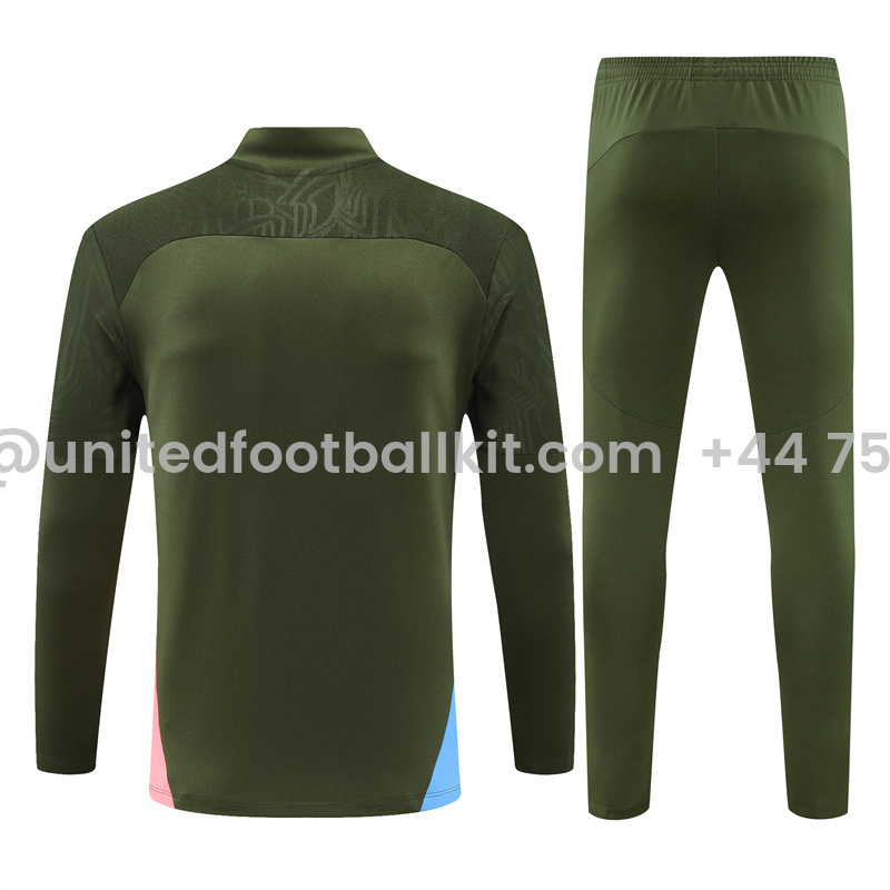 Unitedfootballkit.com | Manchester City 24-25 Long Sleeve Training Set - Army Green -Customize Name, Number and Patch | Worldwide Shipping