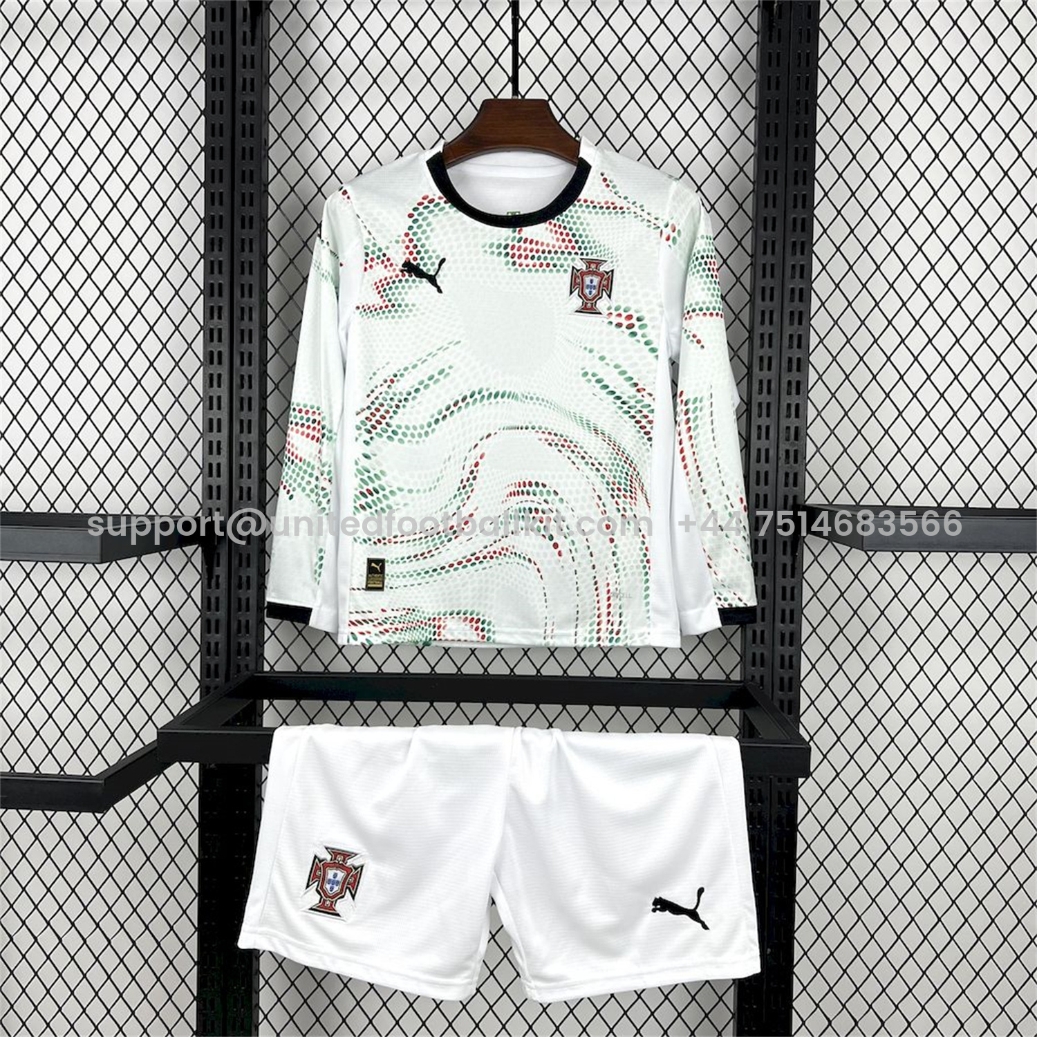 Unitedfootballkit.com | Portugal 2025-26 Away Long Sleeves Kids Kit -Customize Name, Number and Patch | Worldwide Shipping
