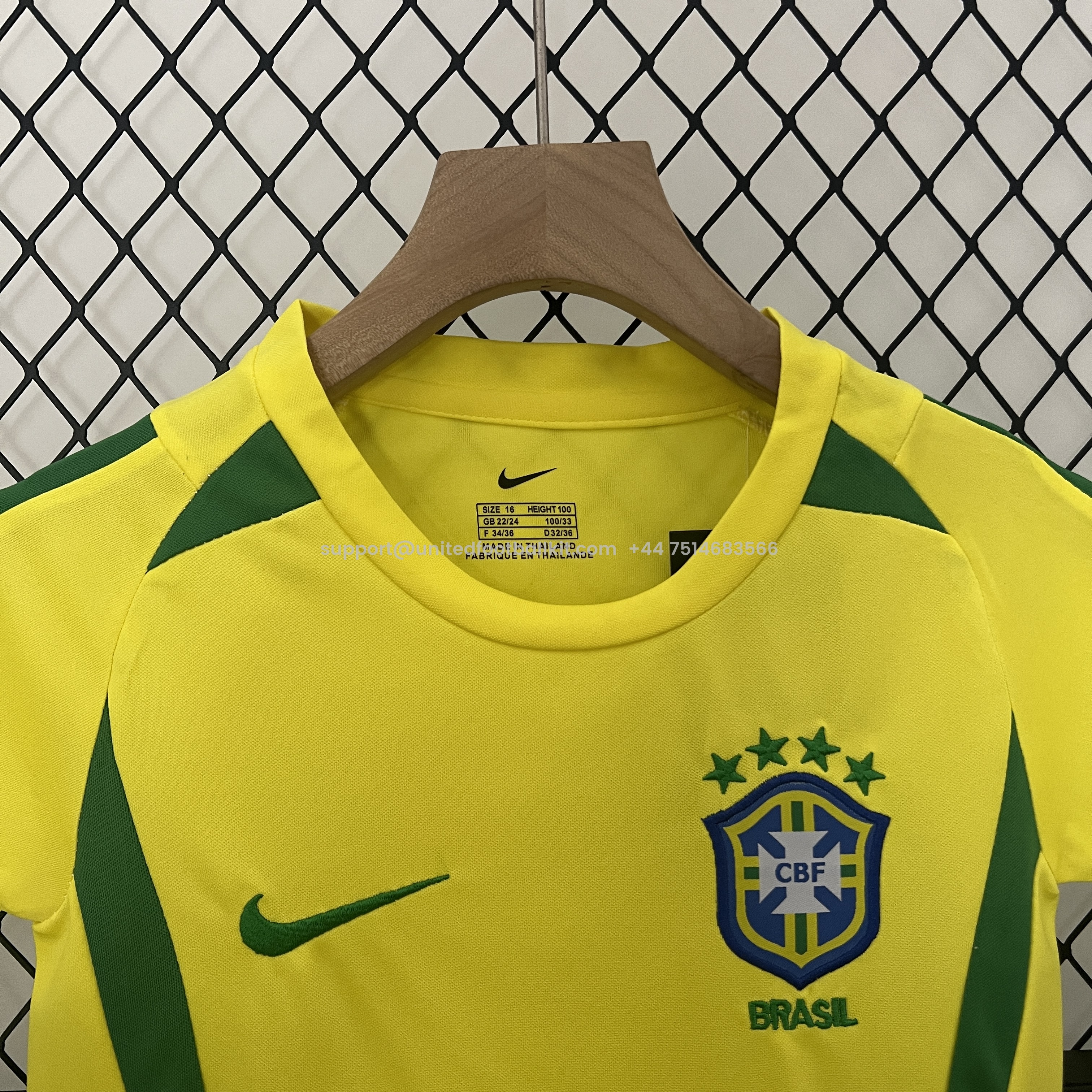 Unitedfootballkit.com | Retro Brazil 2002 Home Stadium Kids Kit -Customize Name, Number and Patch | Worldwide Shipping