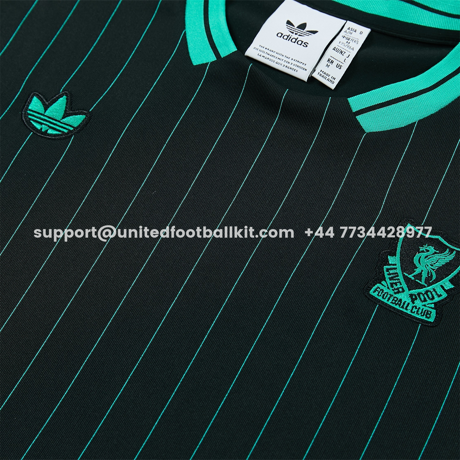 Unitedfootballkit.com | Liver.pool 25-26 Retro Style Short-Sleeve Training Set - Black With Teal Stripes And Accents Top & Pants -Customize Name, Number and Patch | Worldwide Shipping