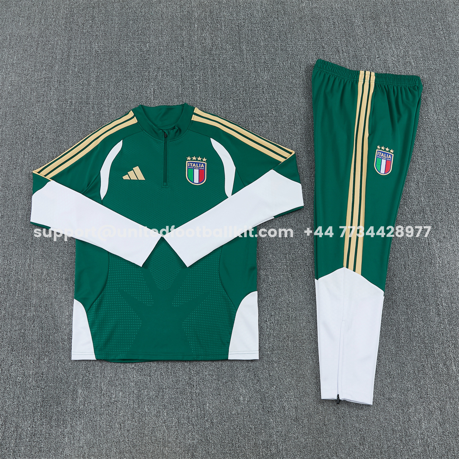 Unitedfootballkit.com | Italy 2026 Long Sleeve Training Set - Green With White Top & Pants -Customize Name, Number and Patch | Worldwide Shipping